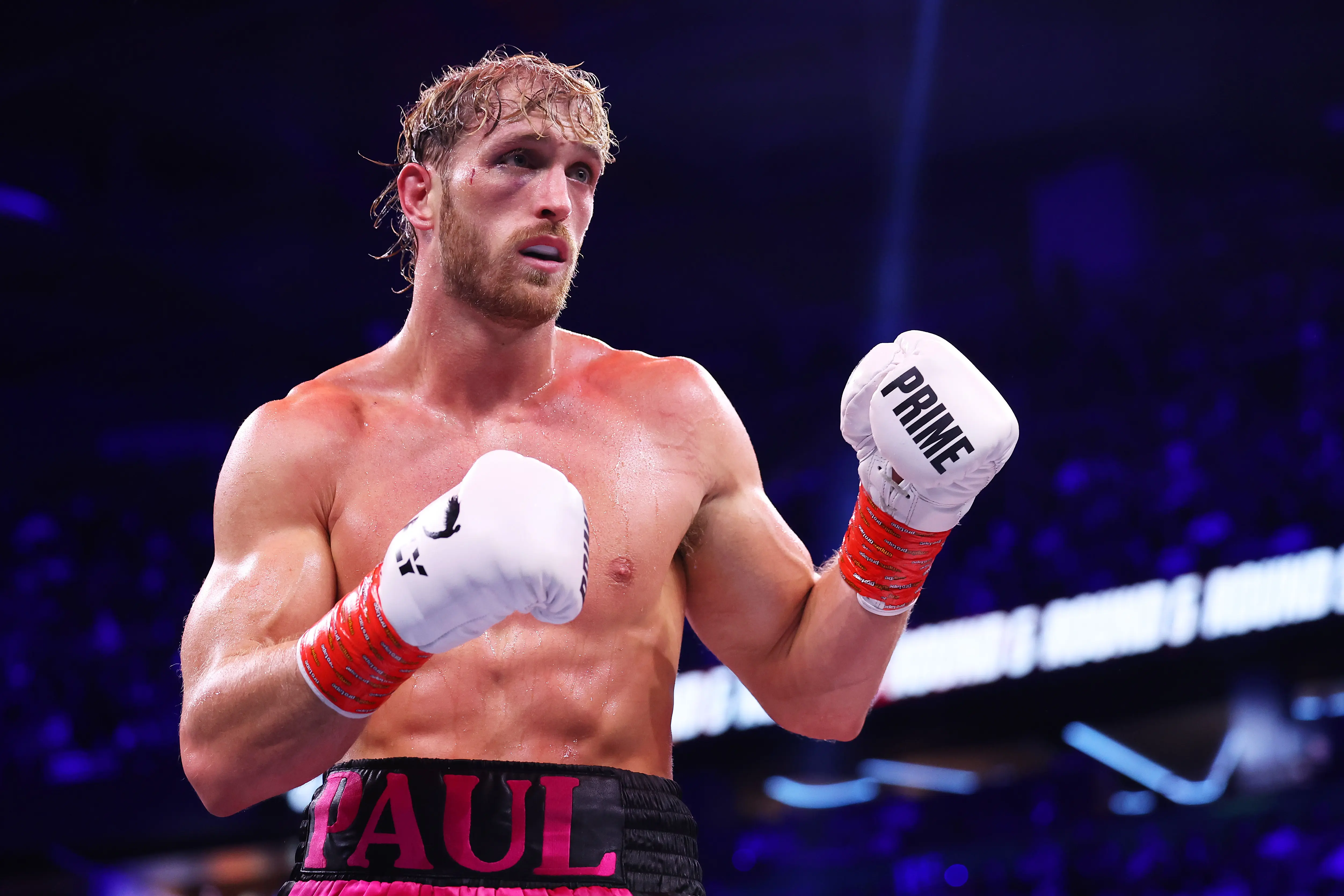 MANCHESTER, ENGLAND - OCTOBER 14: Logan Paul looks on during the Misfits Heavyweight fight between Logan Paul and Dillon Danis at AO Arena on October 14, 2023 in Manchester, England. (Photo by Matt McNulty/Getty Images)