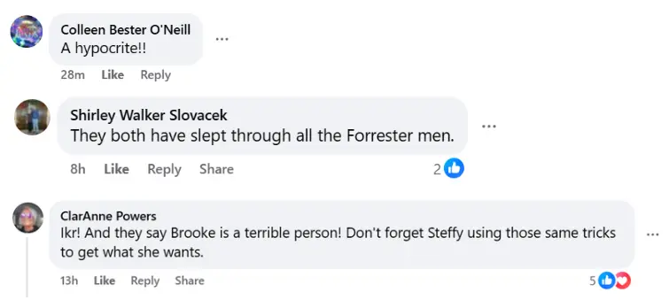 Comments by fans on the post (Image via Facebook/ @The Bold and the Beautiful)