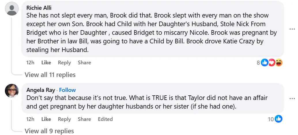 Comments by fans on the post (Image via Facebook/ @The Bold and the Beautiful)