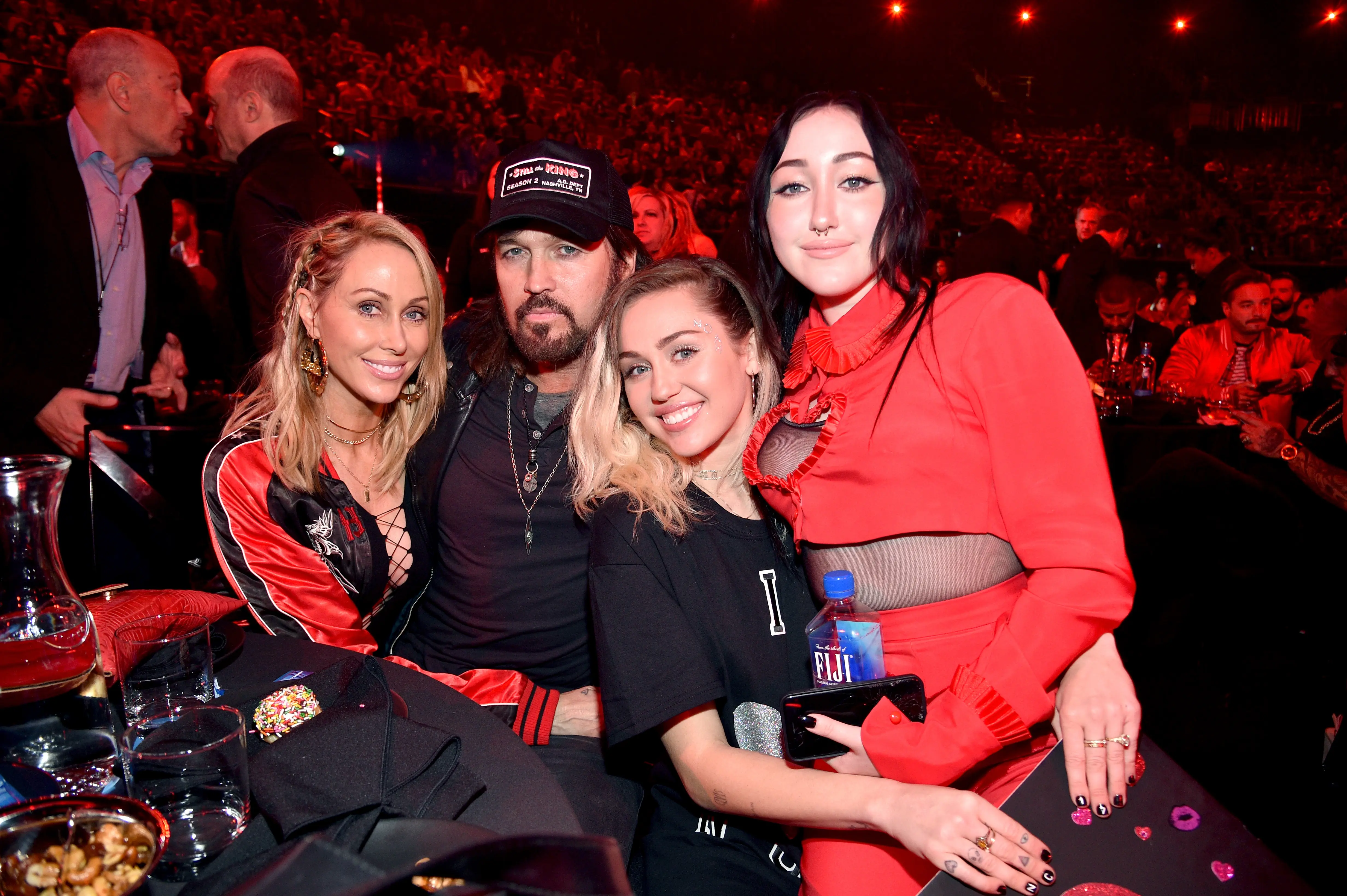 INGLEWOOD, CA - MARCH 05:  (L-R) Tish Cyrus and singer-songwriters Billy Ray Cyrus, Miley Cyrus and Noah Cyrus attend the 2017 iHeartRadio Music Awards which broadcast live on Turner's TBS, TNT, and truTV at The Forum on March 5, 2017 in Inglewood, California.  (Photo by Kevin Mazur/Getty Images for iHeartMedia)