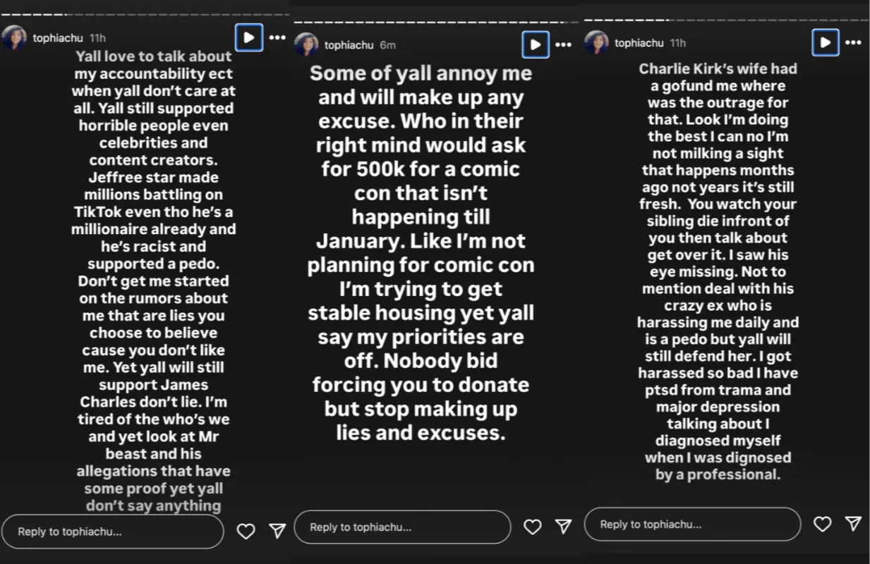 Tophiachu's recent Instagram Stories calling out the haters (Image via Instagram/@tophiachu)