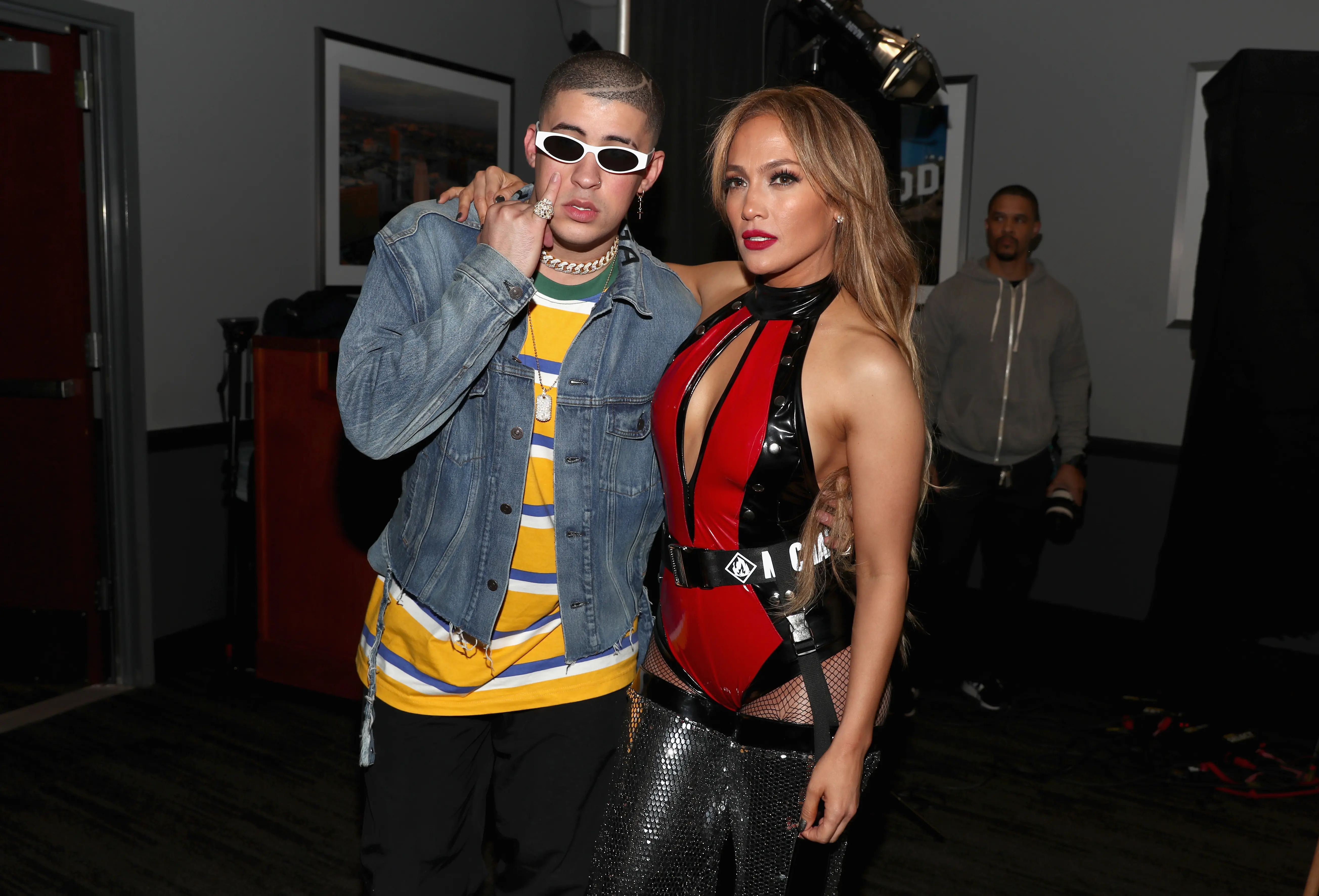 LOS ANGELES, CA - JANUARY 20:  Bad Bunny and Jennifer Lopez attend Calibash Los Angeles 2018 at Staples Center on January 20, 2018 in Los Angeles, California.  (Photo by Christopher Polk/Getty Images for SBS)