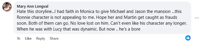The comment by the fan (Image via Facebook/@General Hospital Fans - Official)
