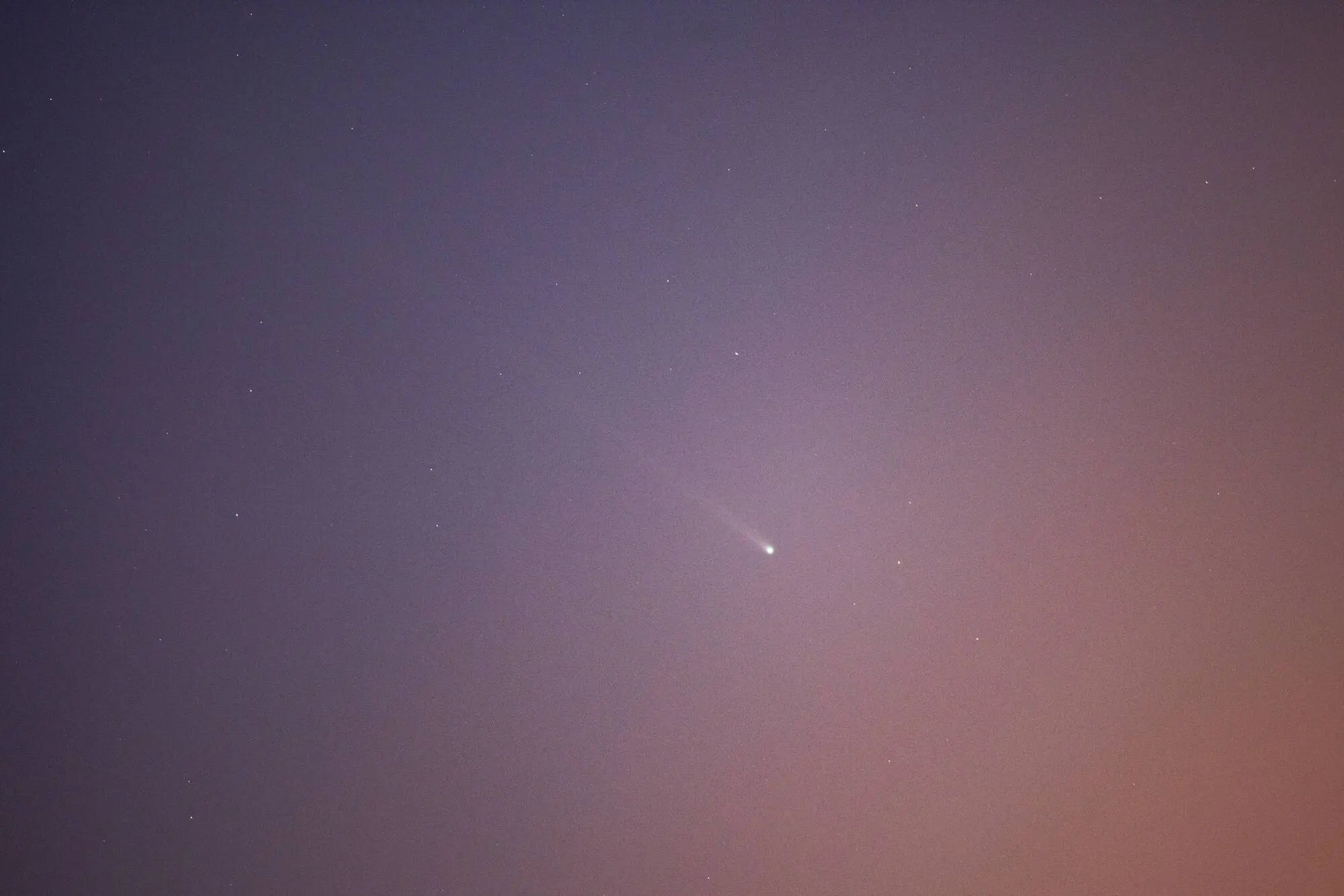 Comet C/2023 P1 (Nishimura) is seen in L'Aquila, Italy, on september 10th, 2023. Discovered in August by a Japanese amateur astronomer, comet Nishimura (C/2023 P1) will reach the point of maximum approach to Earth on September 13 and will acquire its maximum brightness on September 17. It will probably be visible to the naked eye, as well as with telescopes and cameras.  (Photo by Lorenzo Di Cola/NurPhoto via Getty Images)