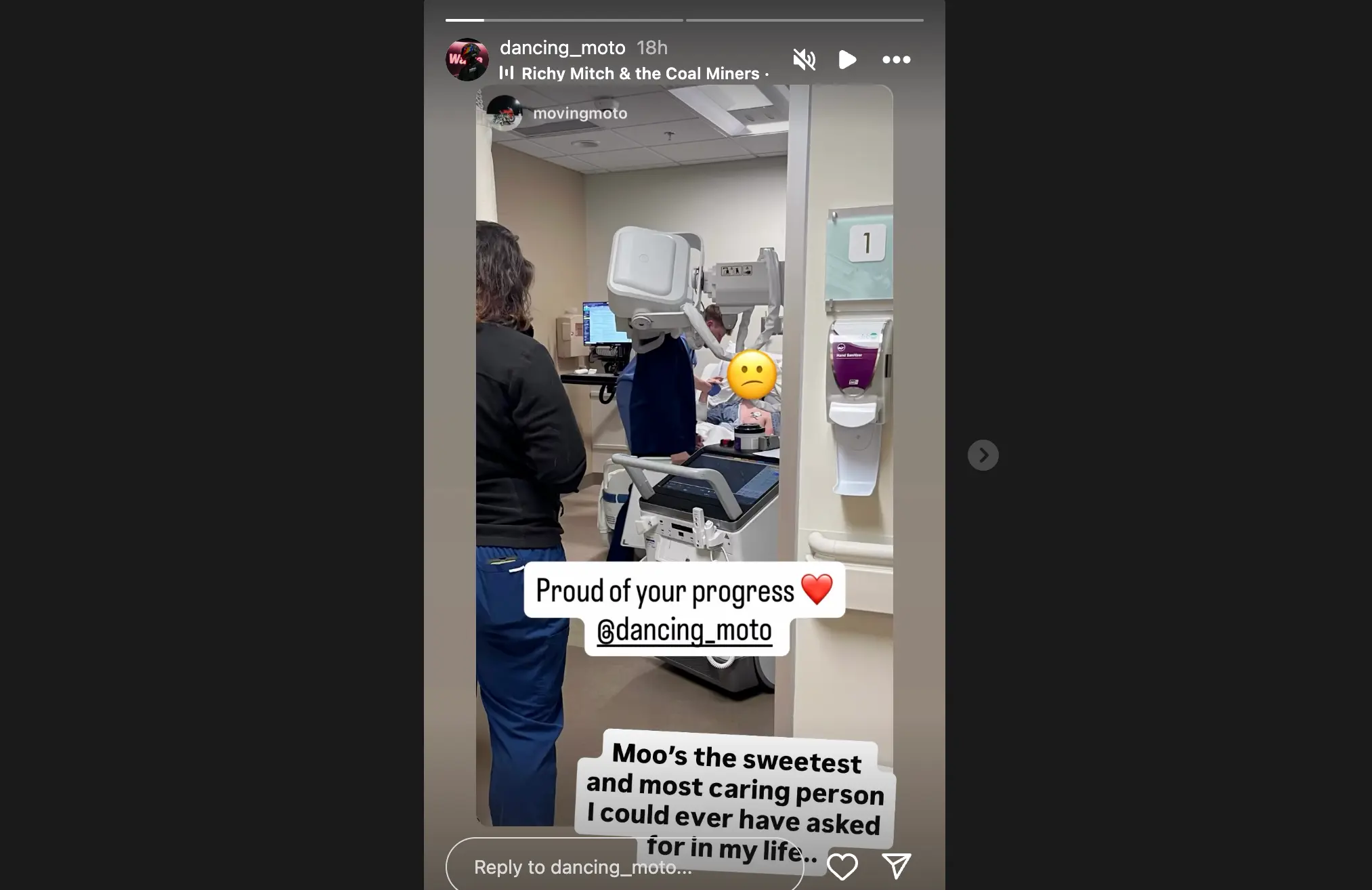 DancingMoto's condition has seemingly improved (Image via Instagram/@dancing_moto)