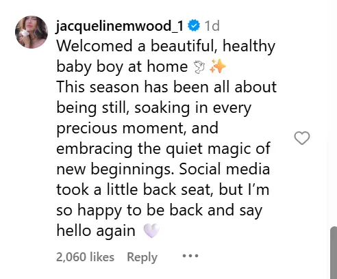 Jacqueline announces her fifth baby and her return to work