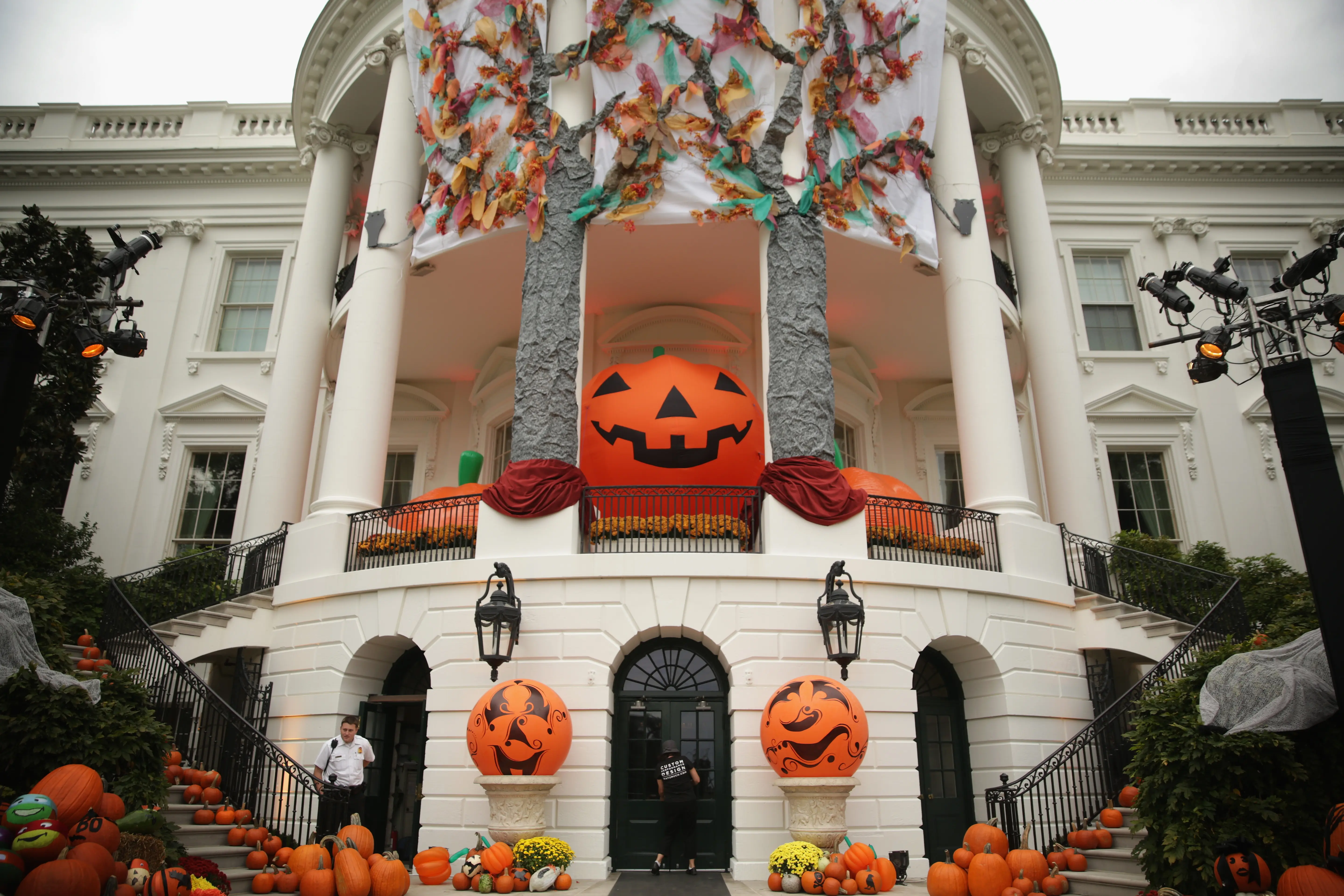WASHINGTON, DC - OCTOBER 31:  Decorations for  a Halloween event is seen at the White House October 31, 2014 in Washington, DC. President Barack Obama and first lady Michelle Obama are hosting local children and children of military families to trick-or-treat and celebrate Halloween.  (Photo by Alex Wong/Getty Images)