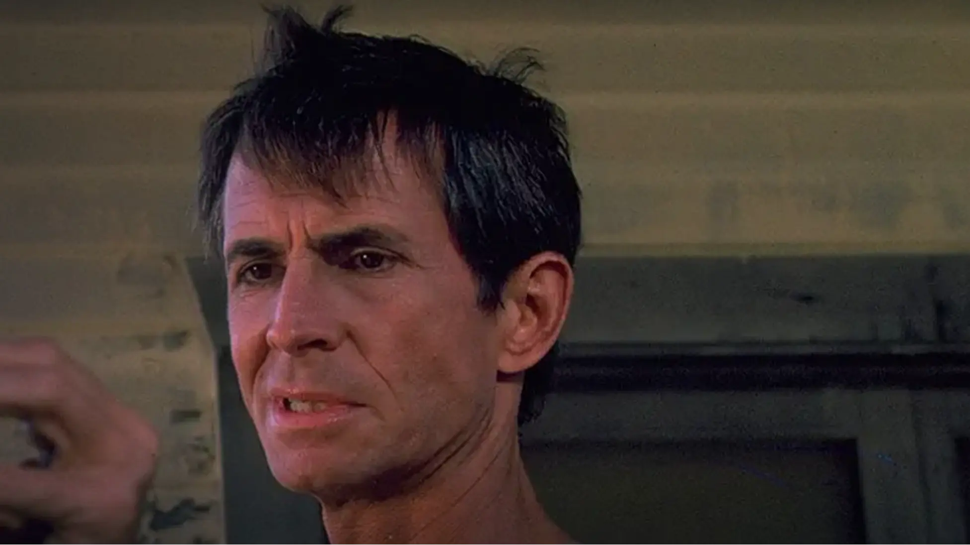 Anthony Hopkins Close-up from Psycho II (1983) at the Bates Motel. Image courtesy Prime Video.