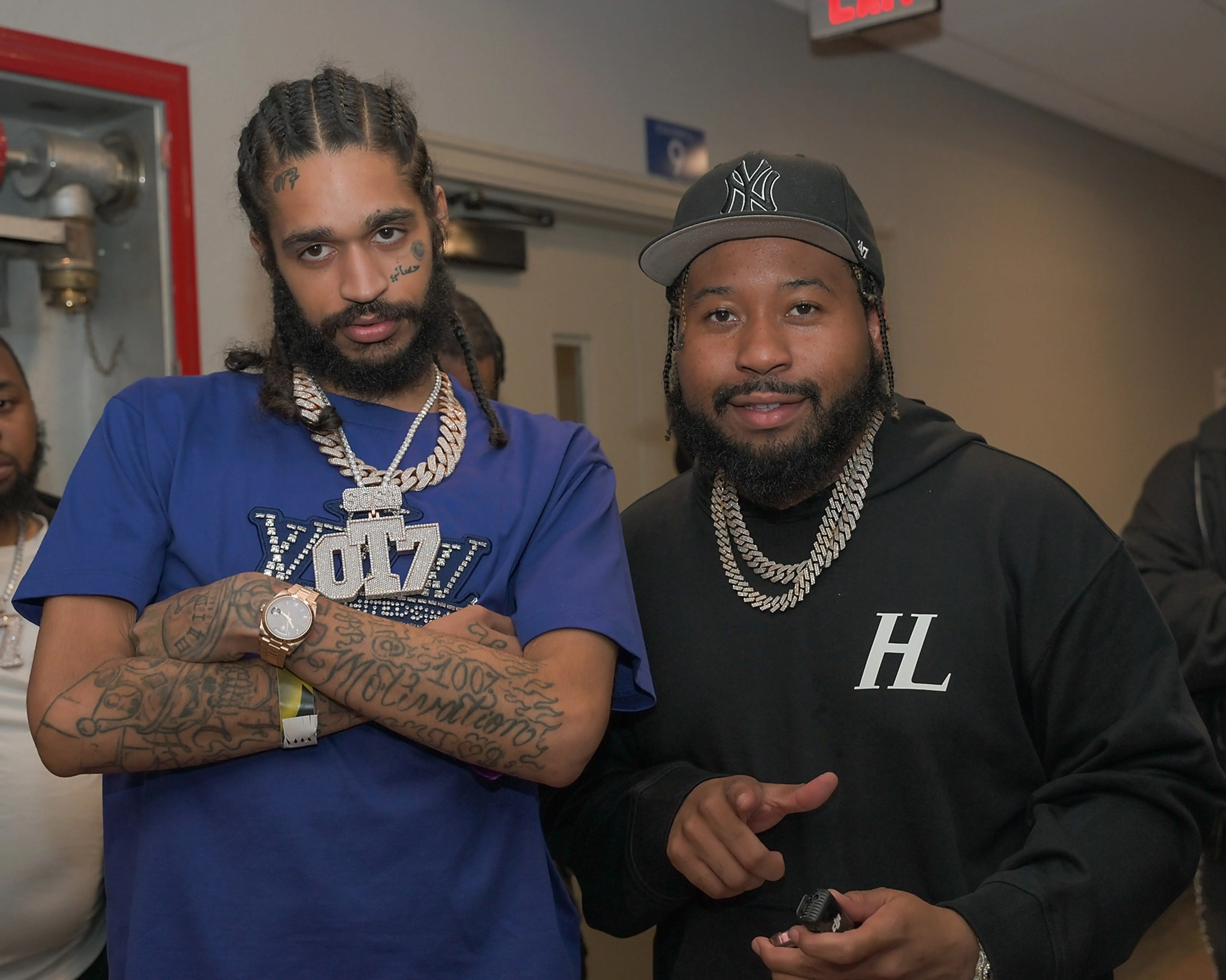 ATLANTIC CITY, NEW JERSEY - JUNE 14: OT7 Quanny and DJ Akademiks attends Vybz Kartel Performs In Atlantic City on June 14, 2025 in Atlantic City, New Jersey. (Photo by Johnny Nunez/WireImage)