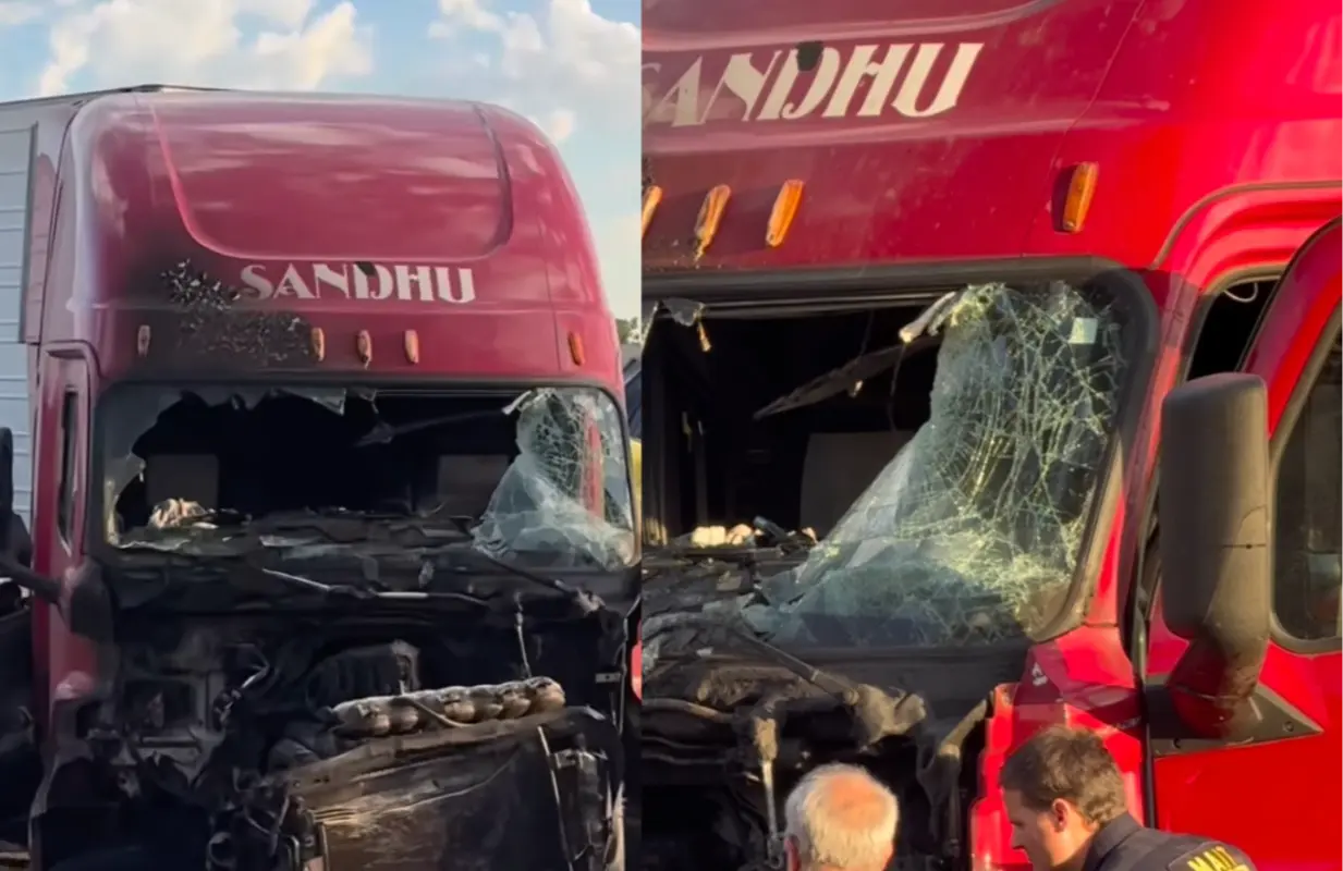 A viral clip depicted a "Sandhu" sticker on the truck (Image via Instagram/@iepulse_ )