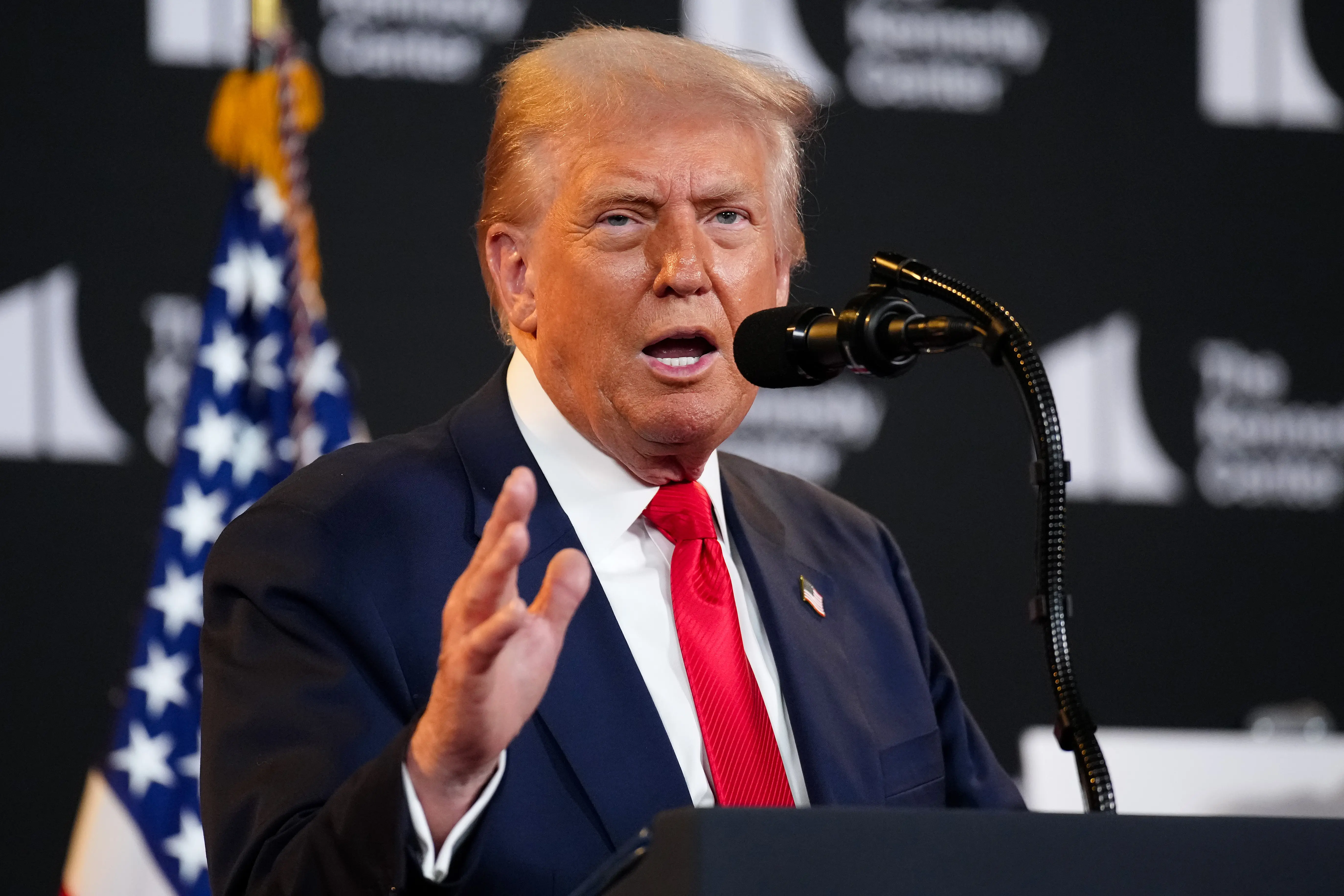 Donald Trump was shown as a Roman Emperor in the viral skit video (Image via Getty)