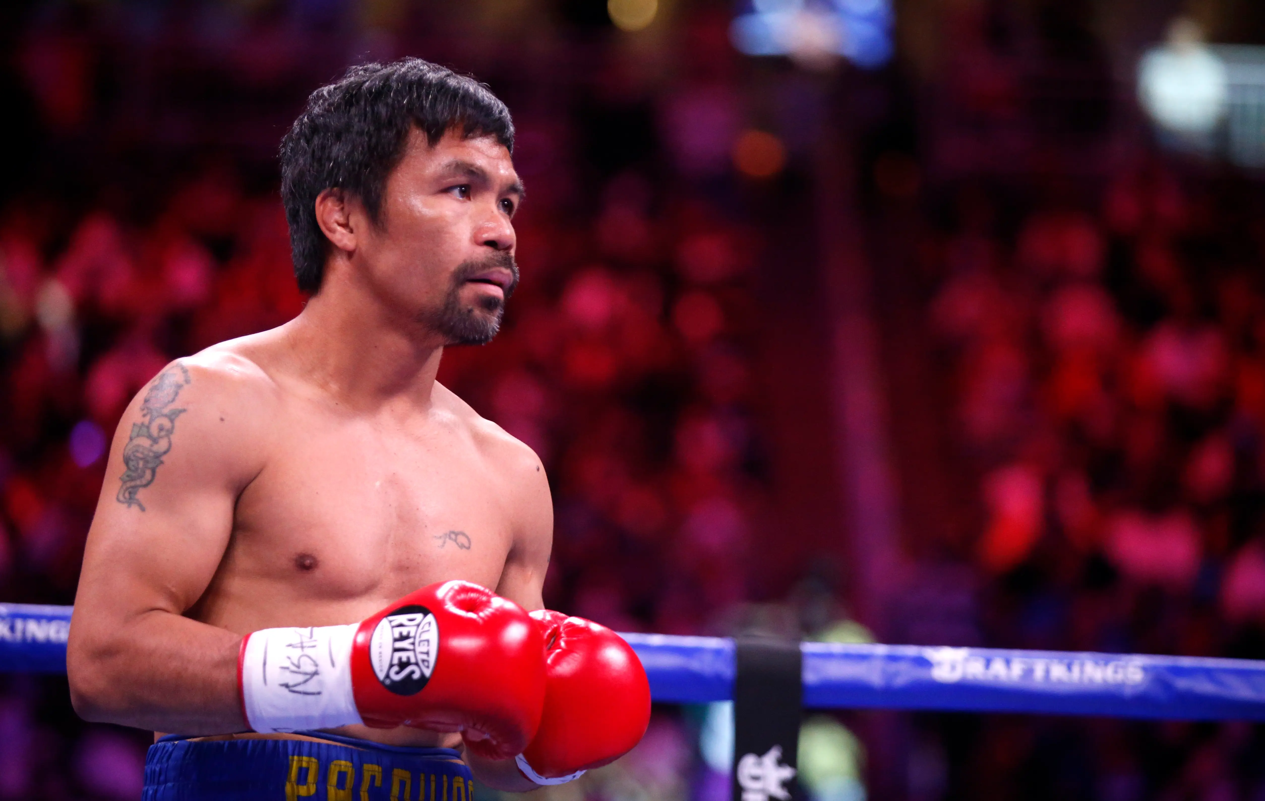 Filipino boxer Manny Pacquiao prepares for a WBA welterweight title fight against Yordenis Ugas (Image via Getty)