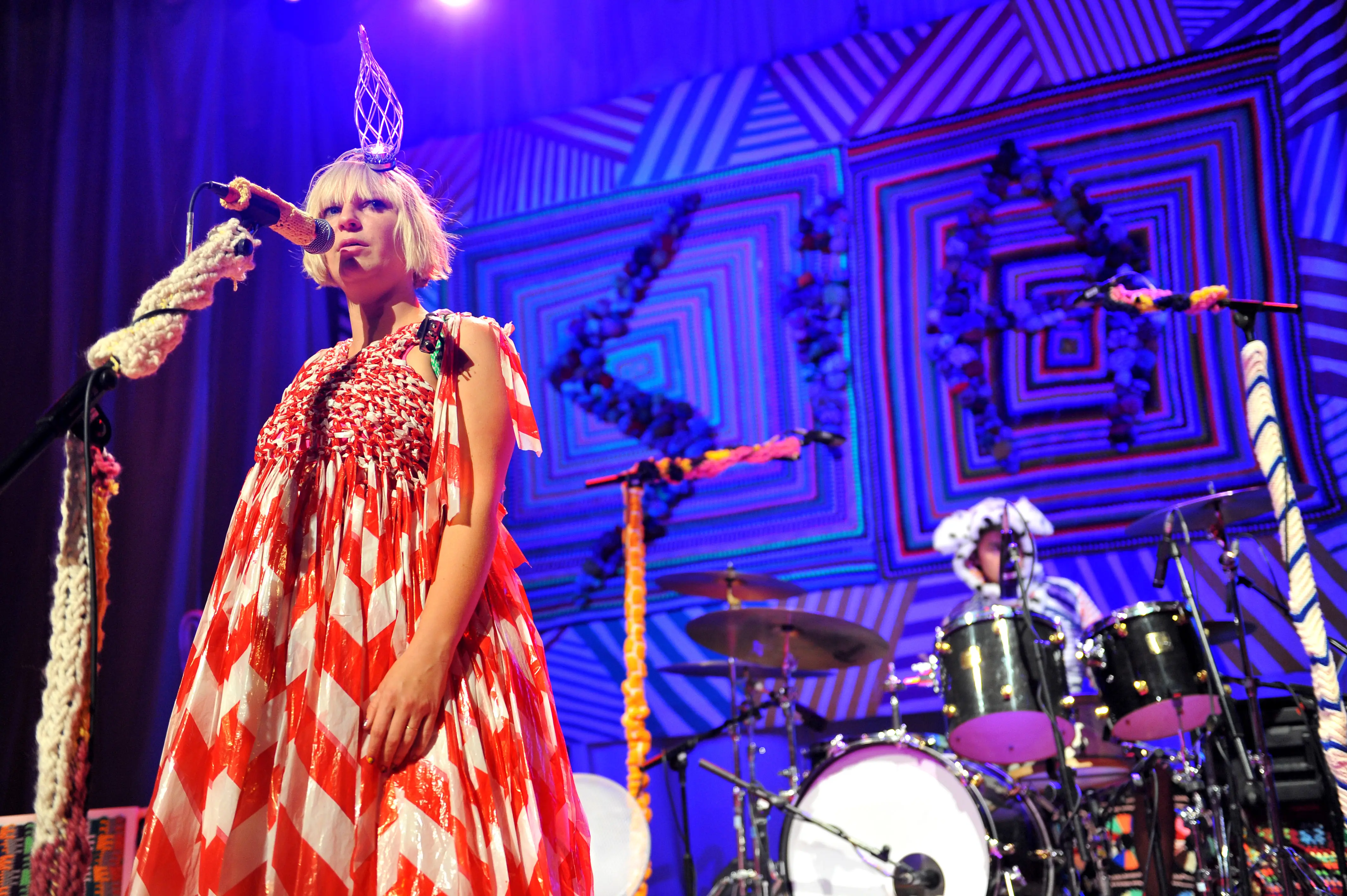 LONDON, UNITED KINGDOM - MAY 27: Sia Furler performs on stage at The Roundhouse on May 27, 2010 in London, England. (Photo by C Brandon/Redferns)