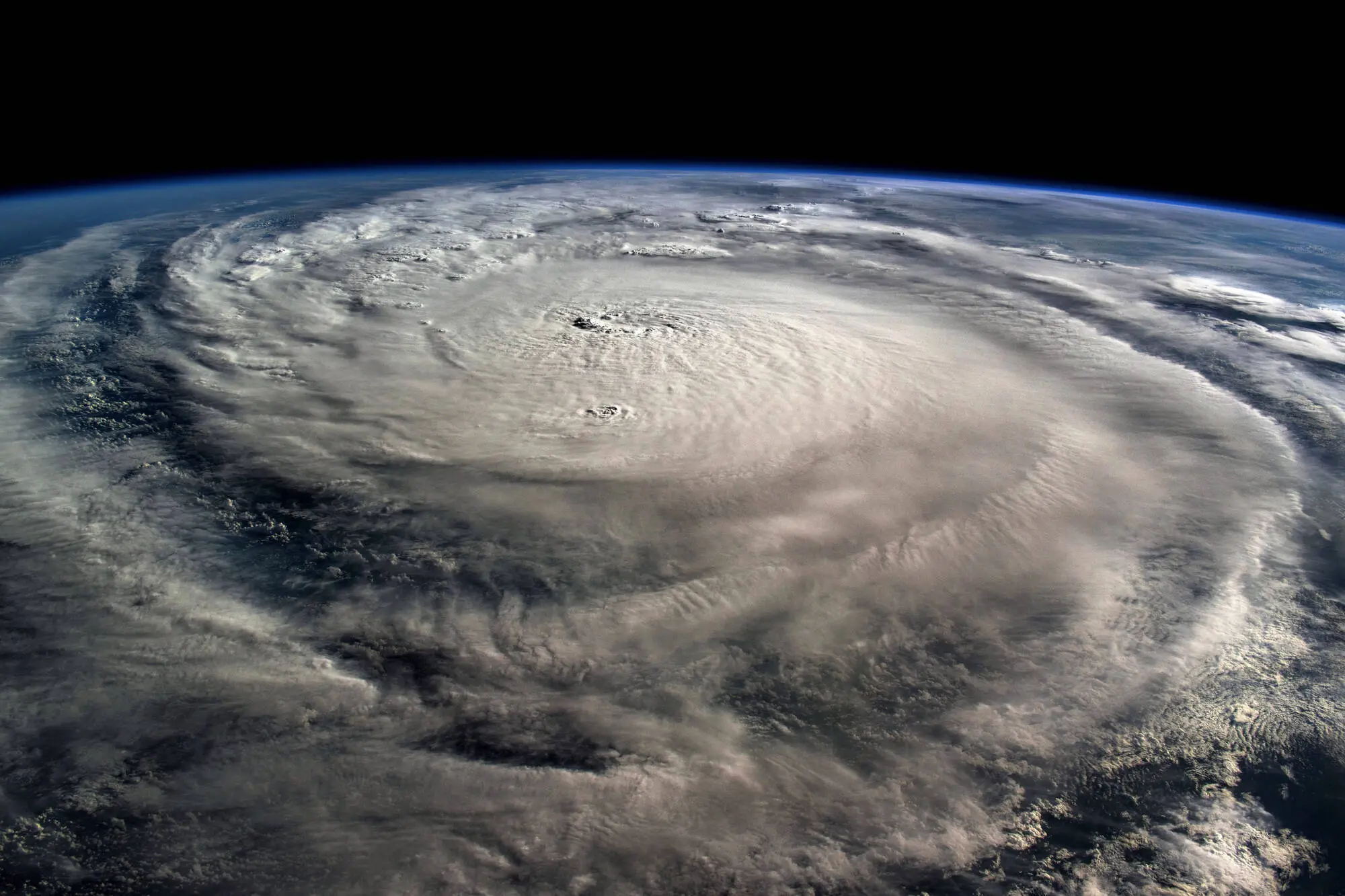 IN SPACE - OCTOBER 8:  (EDITOR’S NOTE: This Handout image was provided by a third-party organization and may not adhere to Getty Images’ editorial policy.) In this NASA handout, Hurricane Milton, a Category 5 storm at the time of this photograph, is pictured in the Gulf of Mexico off the coast of Yucatan Peninsula on October 8, 2024 seen from the International Space Station as it orbited 257 miles above. (Photo by NASA via Getty Images)