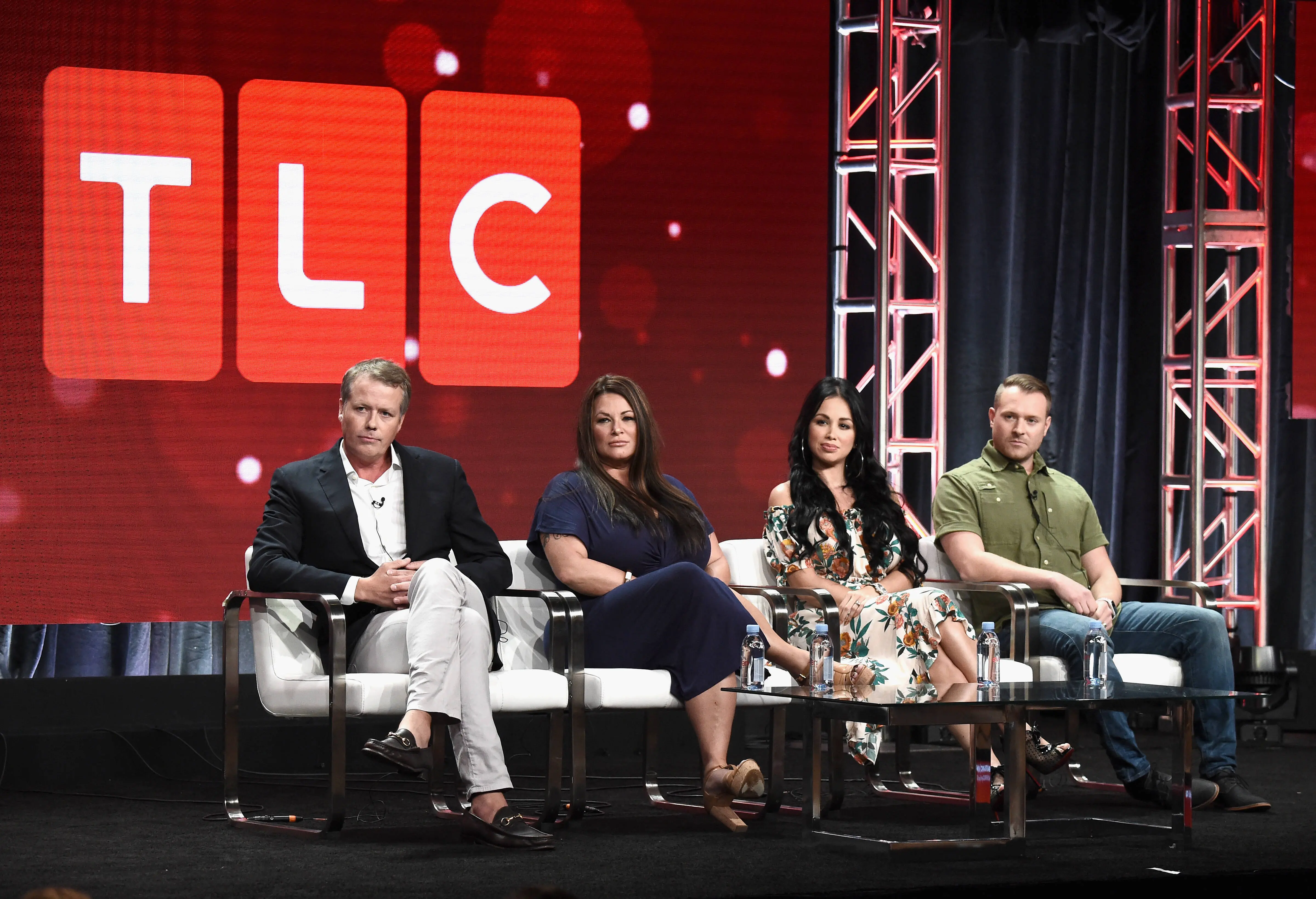 (L-R) CEO, Sharp Entertainment, Matt Sharp of '90 Day Fiance' franchise, Molly Hopkins, Paola Mayfield and Russ Mayfield of '90 Day Fiance: Happily Ever After?' (Photo by Amanda Edwards/Getty Images for Discovery, Inc.)