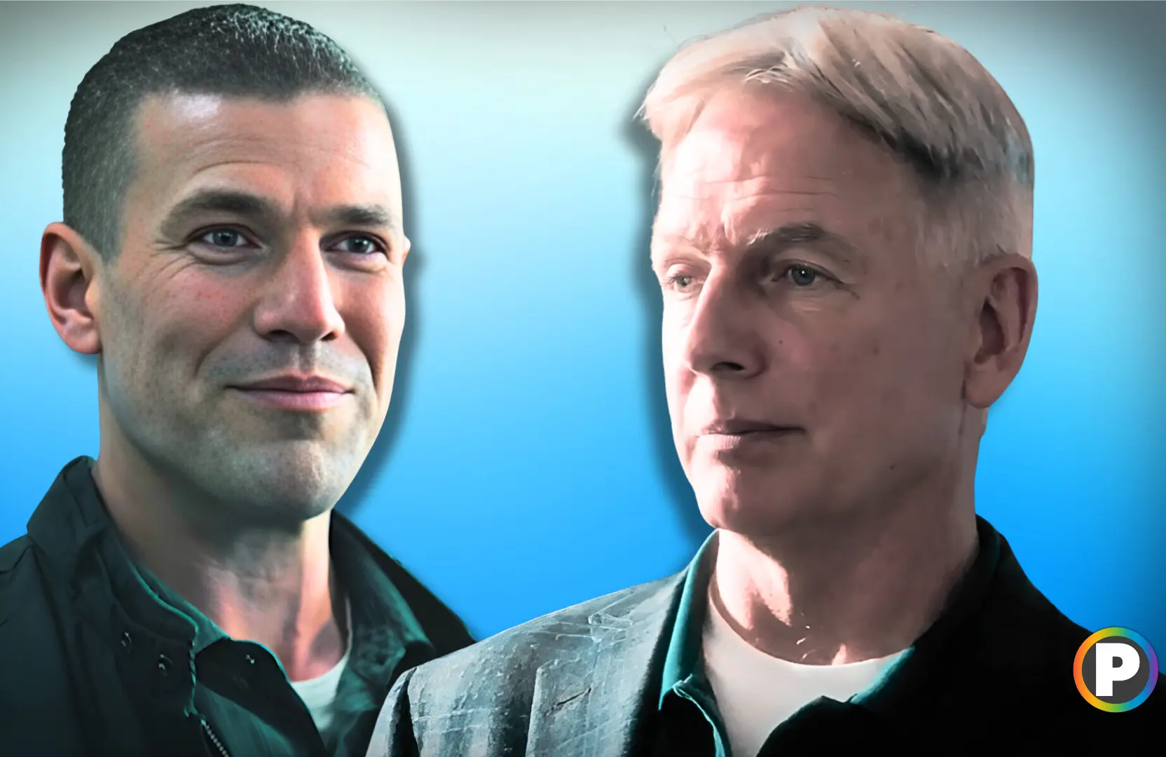 Austin Stowell and Mark Harmon play Gibbs in different timelines on NCIS franchise [Custom cover edited by Primetimer. Original Image © CBS]