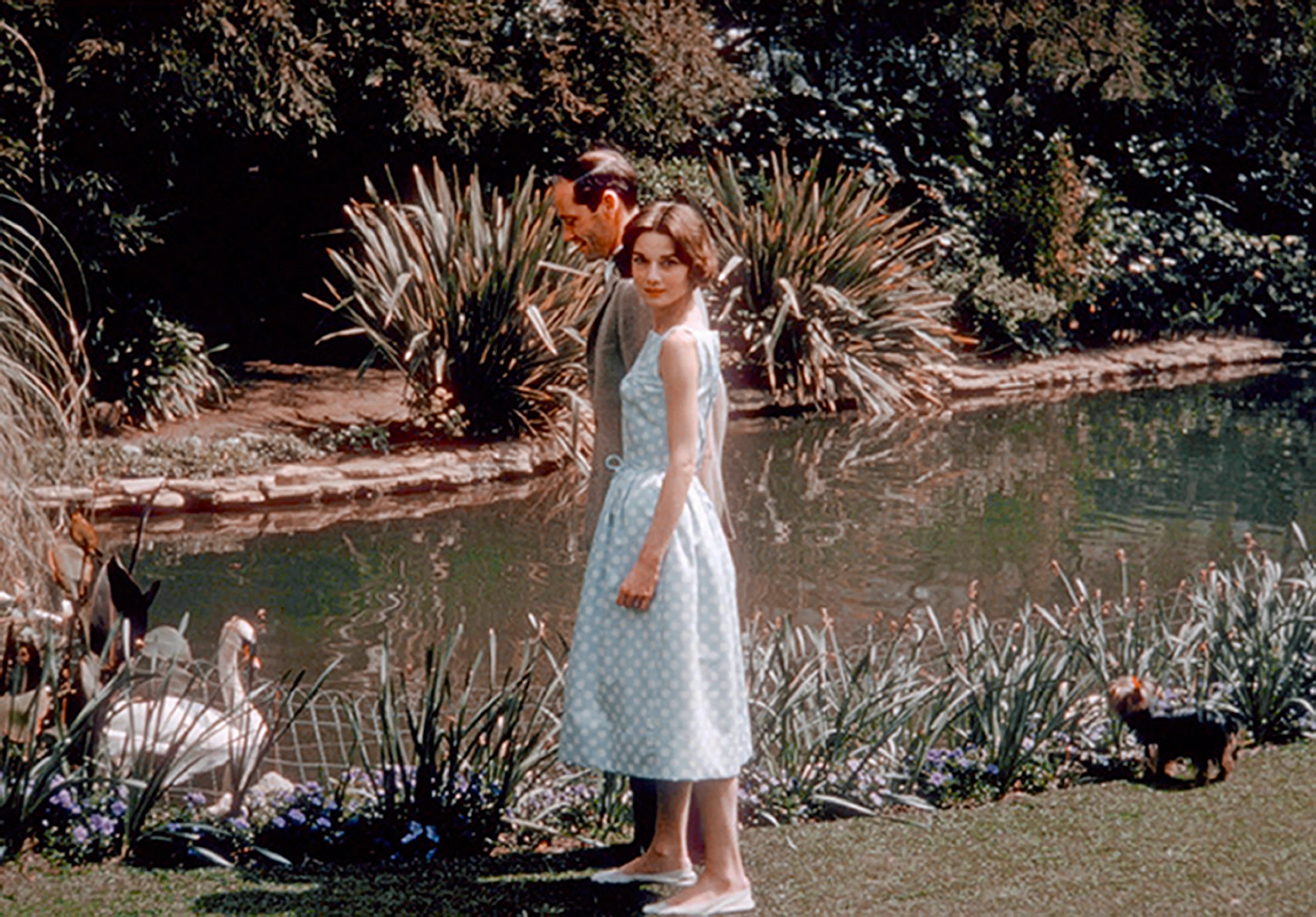 Audrey Hepburn and husband Mel Ferrerat the Bel Air Hotel on Mar. 27, 1957 in Los Angeles, California . (Photo by Richard C. Miller/Getty Images)