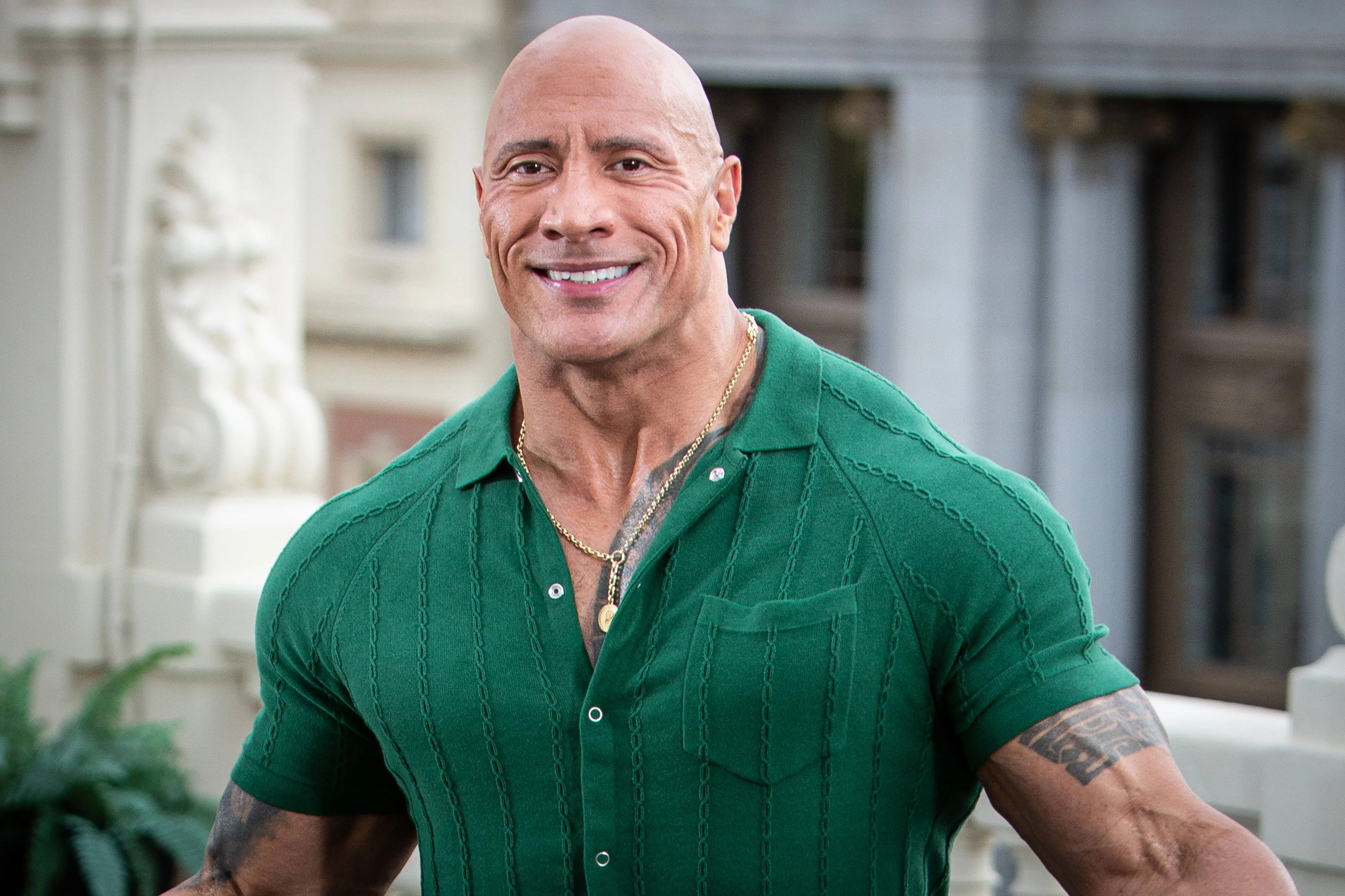 US actor Dwayne Johnson attends the "Black Adam" photocall at NH Collection Madrid Eurobuilding hotel (Image via Getty)