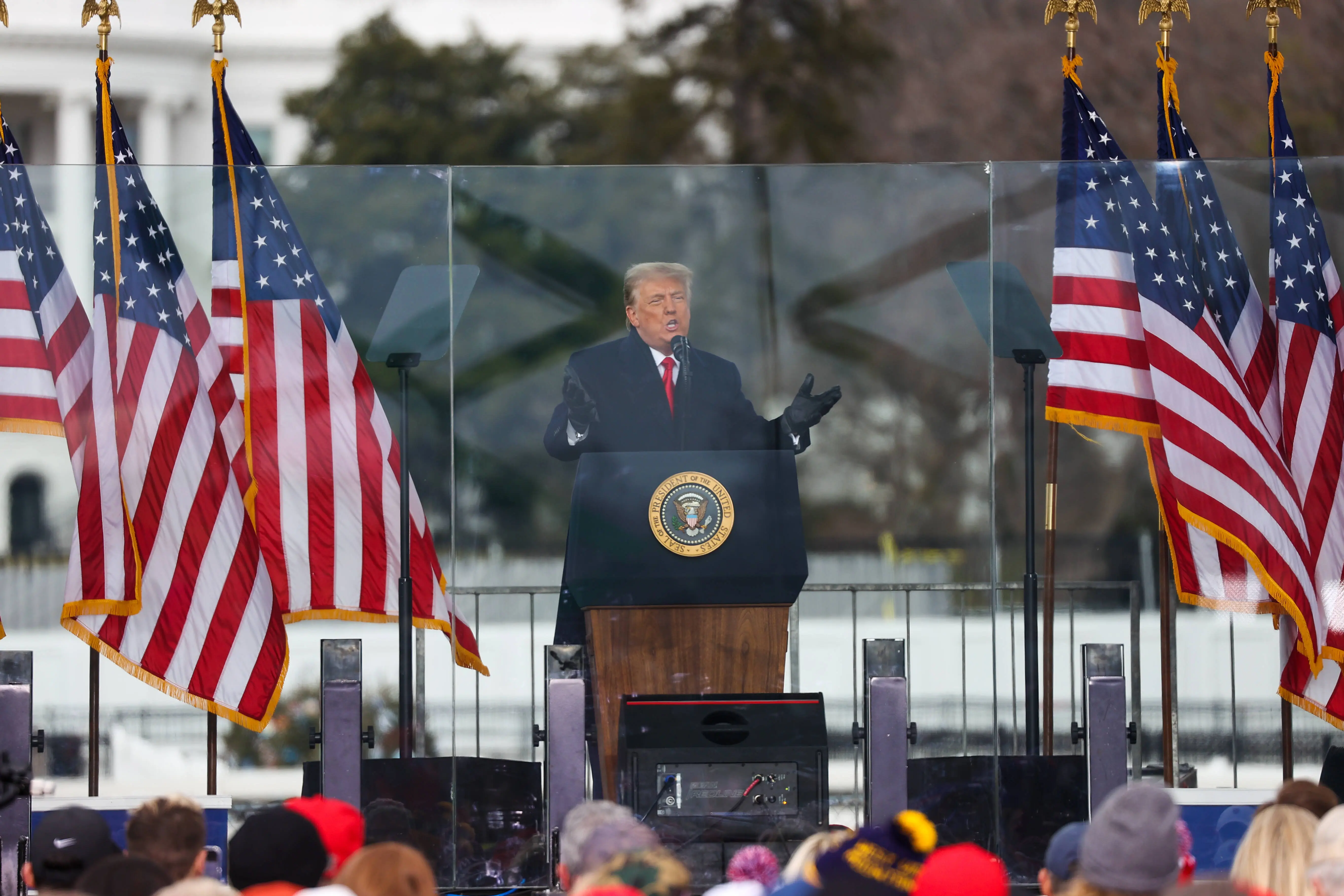 US President Donald Trump speaks at "Save America March" rally in Washington D.C., United States on January 06, 2021. (Photo by Tayfun Coskun/Anadolu Agency via Getty Images)