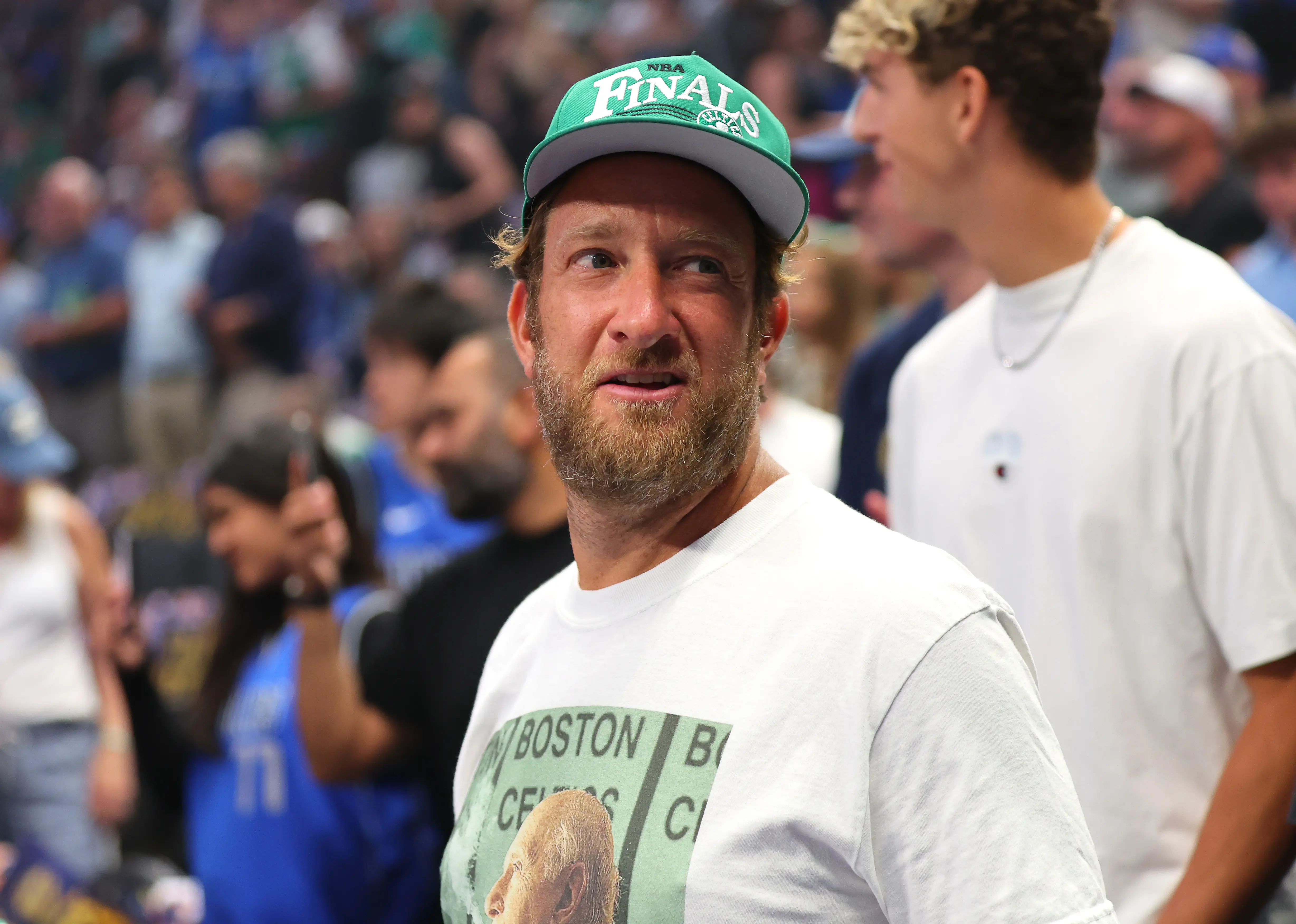 Dave Portnoy looks on prior to Game Four of the 2024 NBA Finals between the Dallas Mavericks and the Boston Celtics at American Airlines Center on June 14, 2024 in Dallas, Texas. NOTE TO USER: User expressly acknowledges and agrees that, by downloading and or using this photograph, User is consenting to the terms and conditions of the Getty Images License Agreement. (Photo by Stacy Revere/Getty Images)