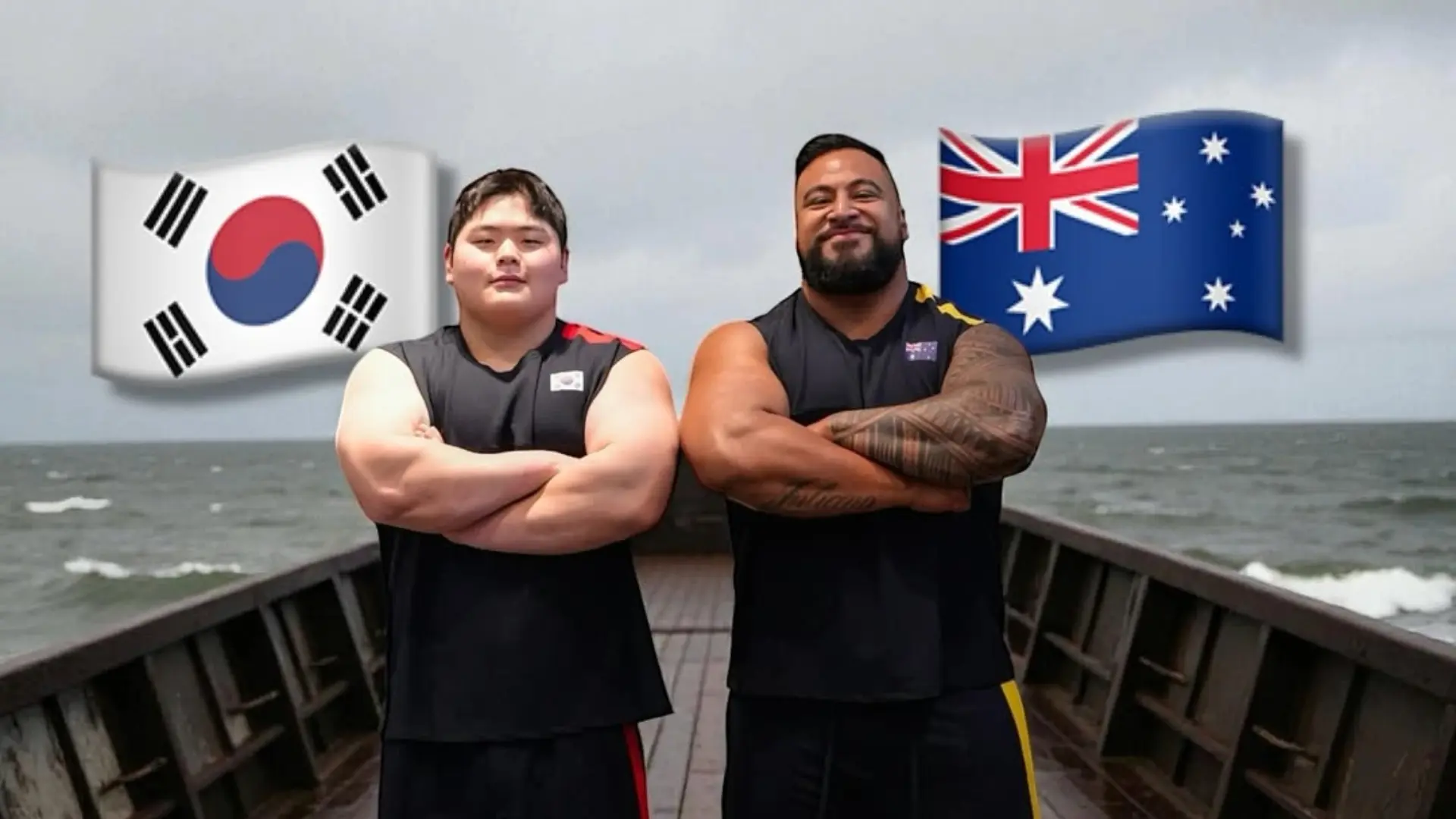 Team Korea's Kim Min-jae and Team Australia's Eddie Williams (Image via Instagram/@eddiejowilliams)