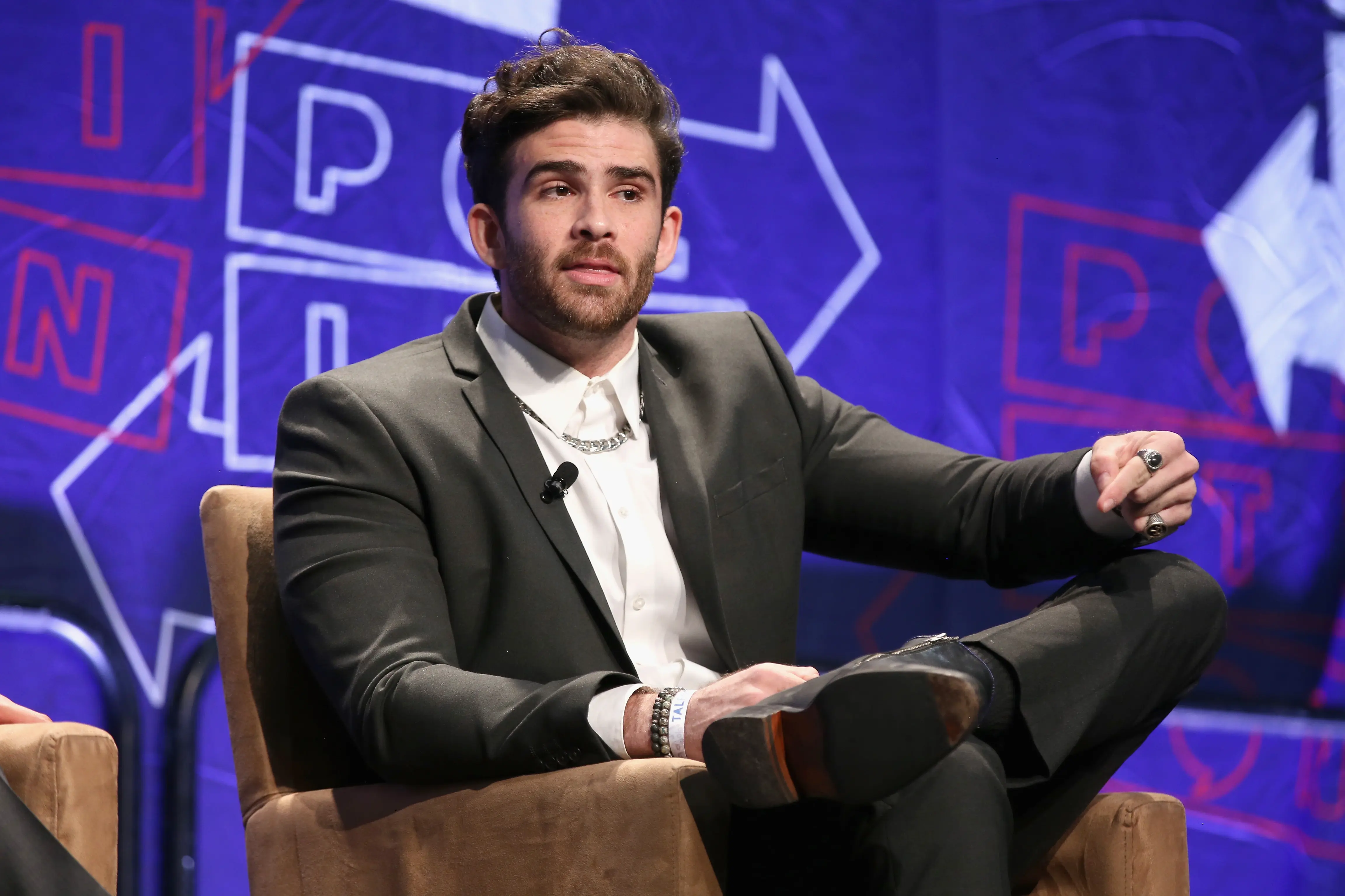 LOS ANGELES, CA - OCTOBER 20:  Hasan Piker speaks onstage during Politicon 2018 at Los Angeles Convention Center on October 20, 2018 in Los Angeles, California.  (Photo by Phillip Faraone/Getty Images for Politicon)