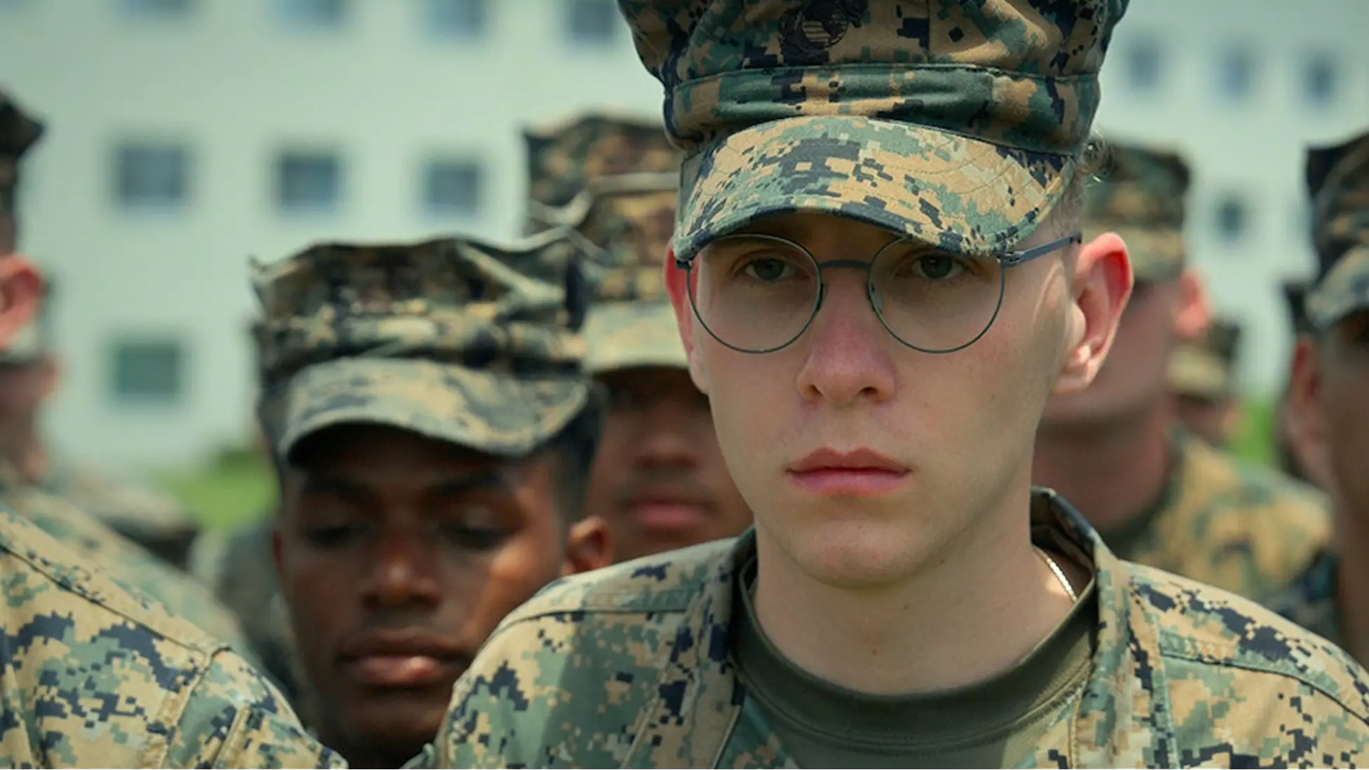 Marines stand in formation during training, as seen in Netflix’s Marines season 1. (Image via Netflix)
