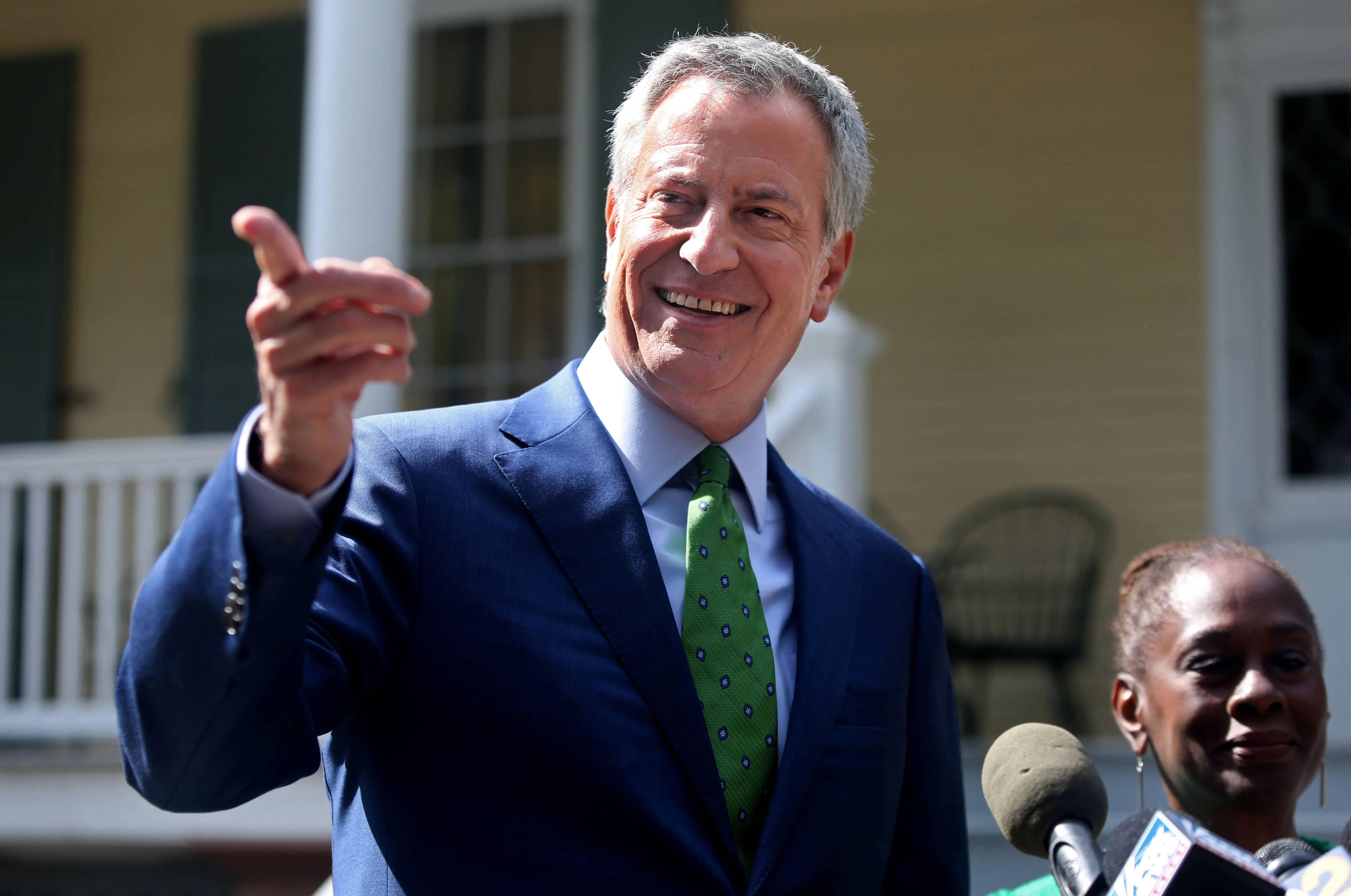 New York City Mayor Bill de Blasio speaks during a press conference held in front of Gracie Mansion on September 20, 2019 in New York City. (Photo by Yana Paskova/Getty Images)