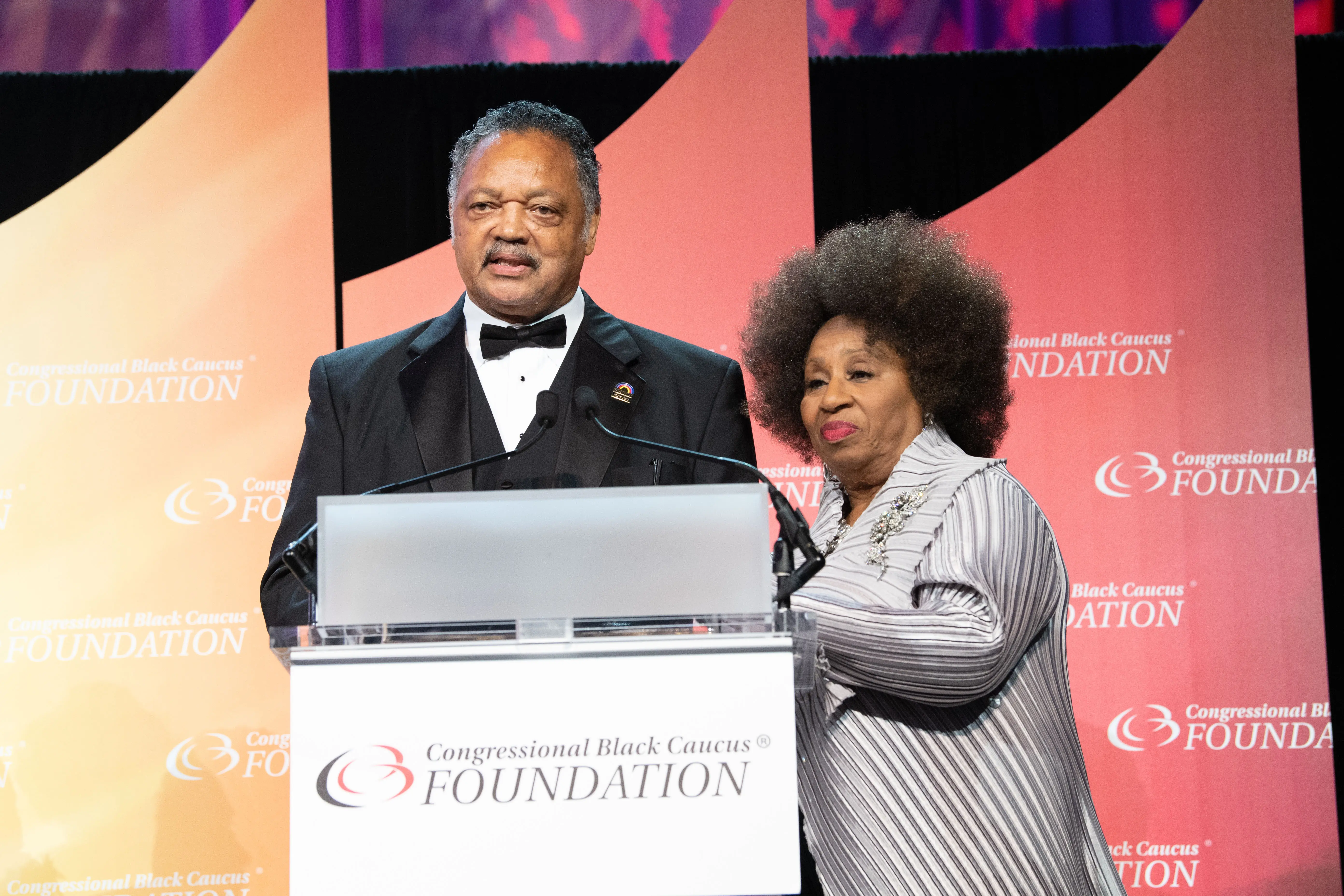 (L-R) Jesse Jackson and his wife Jacqueline Brown attend the Phoenix Dinner for the 48th Annual Congressional Black Caucus Foundation on September 15, 2018 in Washington, DC. (Photo by Earl Gibson III/Getty Images)