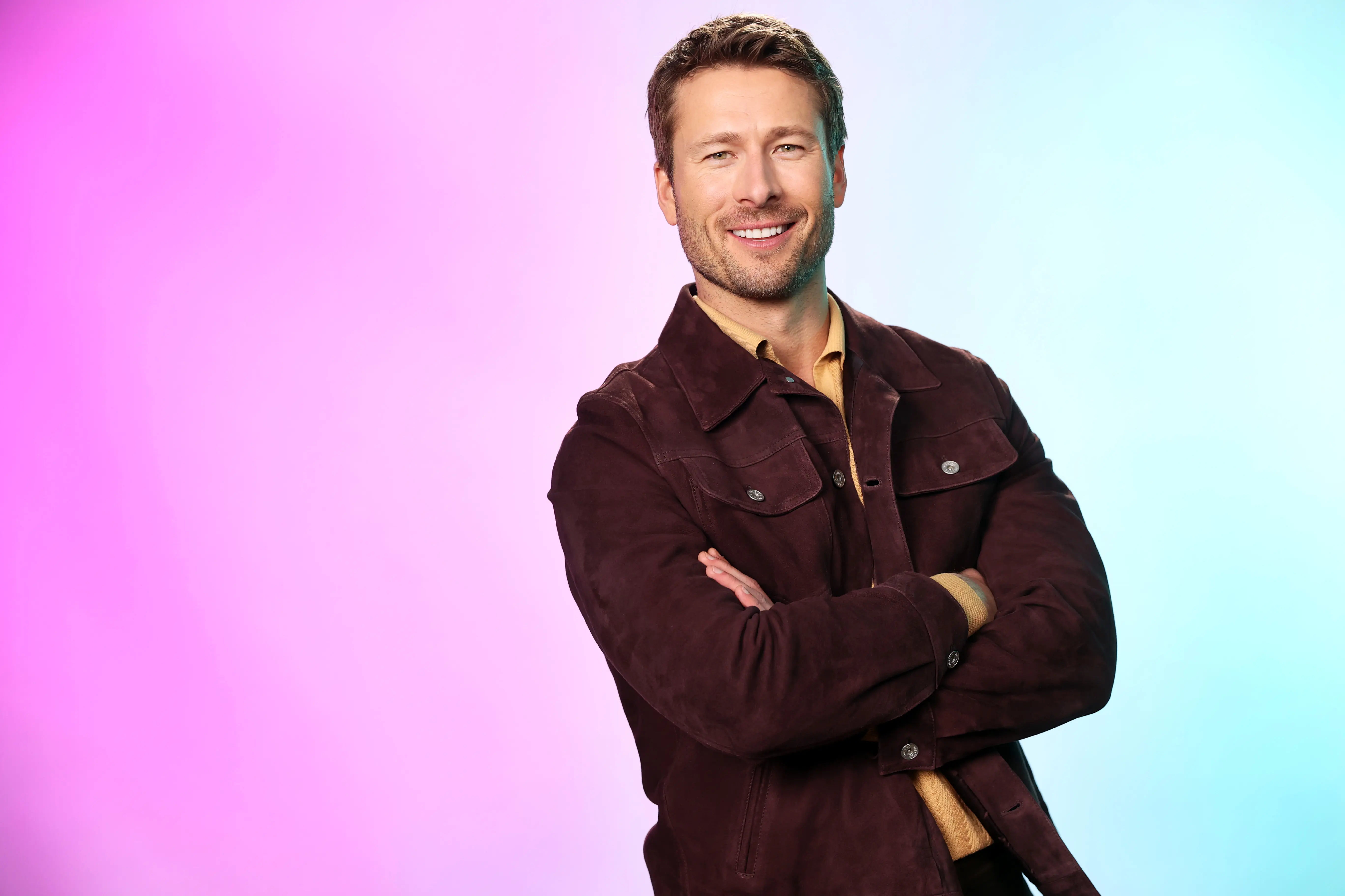 PARK CITY, UTAH - JANUARY 21: Glen Powell visits the IMDb Portrait Studio at Acura House of Energy on Location at Sundance 2024 on January 21, 2024 in Park City, Utah. (Photo by Mat Hayward/Getty Images for IMDb)