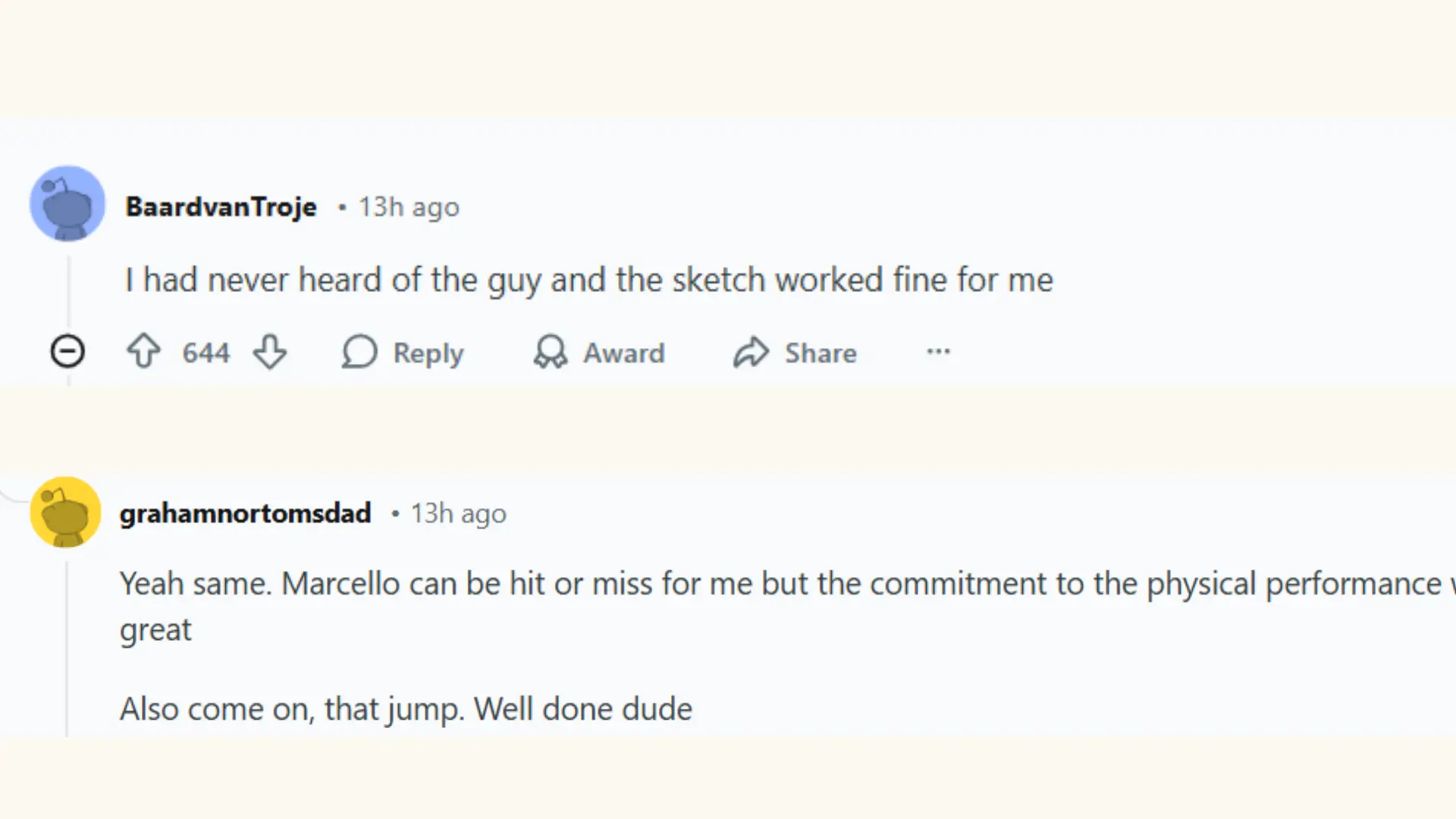 Internet users react to Marcello Hernandez's Sebastian Maniscalco impression (Image via Reddit)