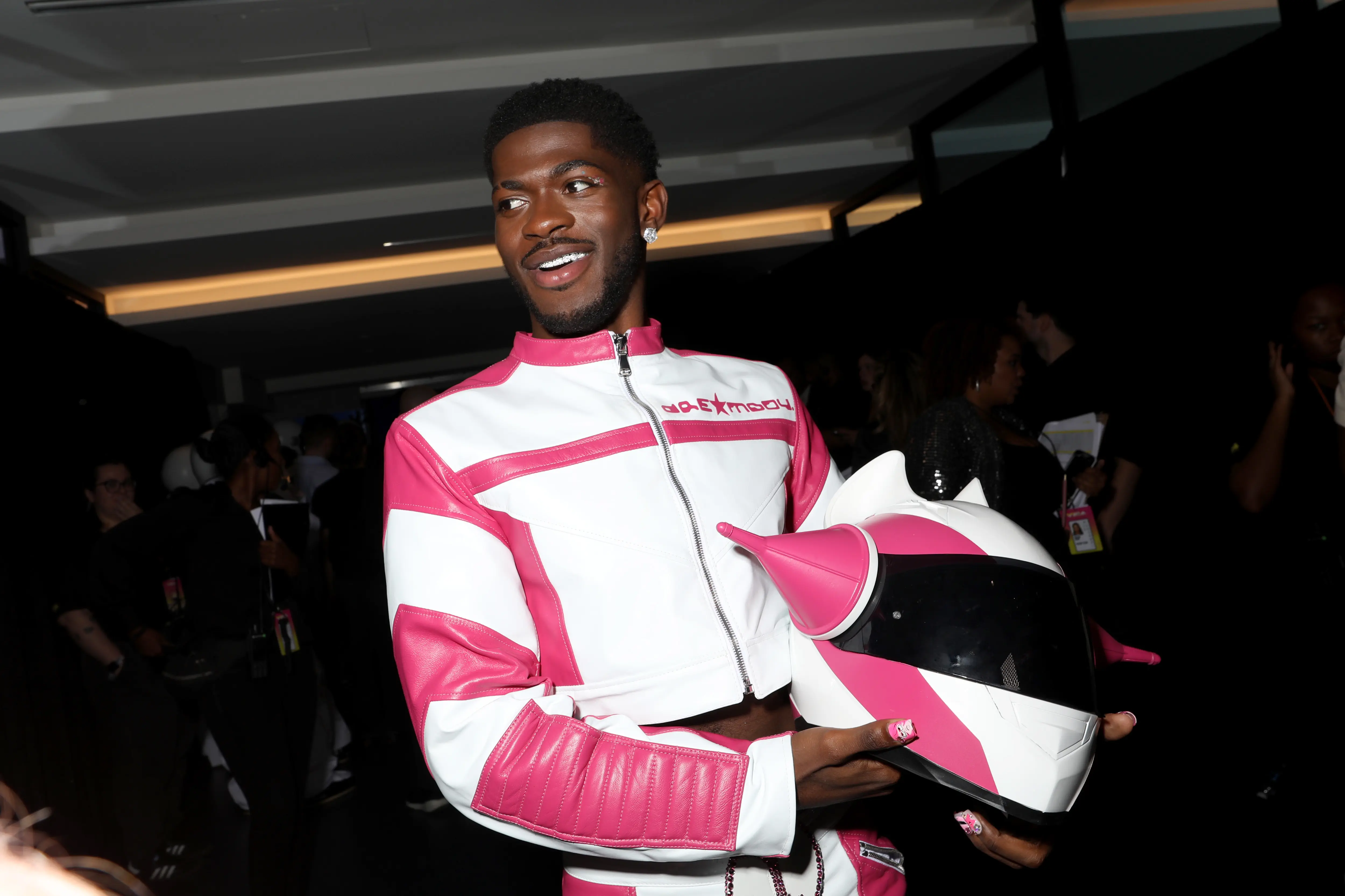 ELMONT, NEW YORK - SEPTEMBER 11: Lil Nas X is seen backstage at the 2024 MTV Video Music Awards at UBS Arena on September 11, 2024 in Elmont, New York.  (Photo by Catherine Powell/Getty Images for MTV)