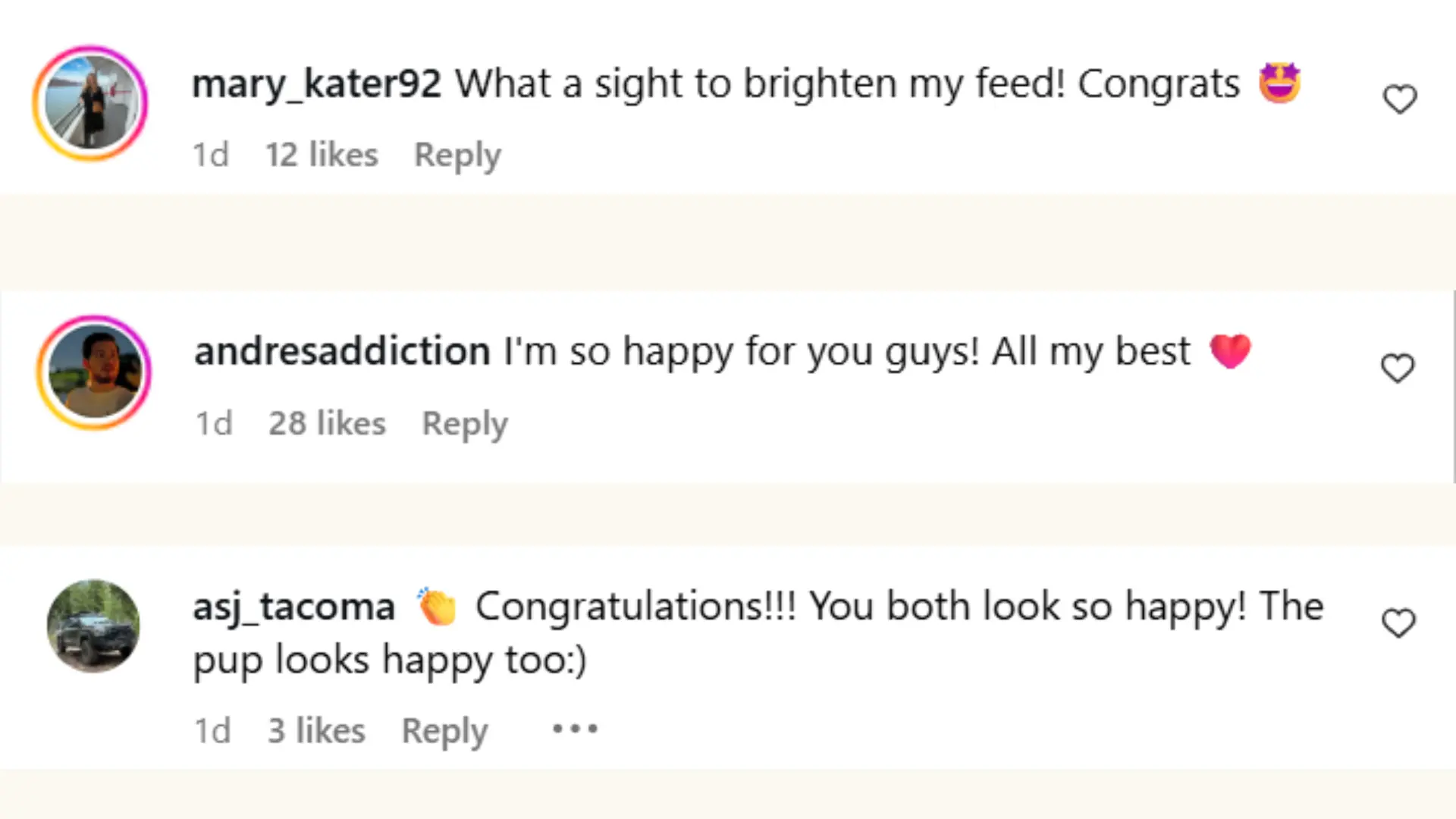 Fans congratulating Johnny Knoxville and Emily Ting (Image via Instagram/@johnnyknoxville)