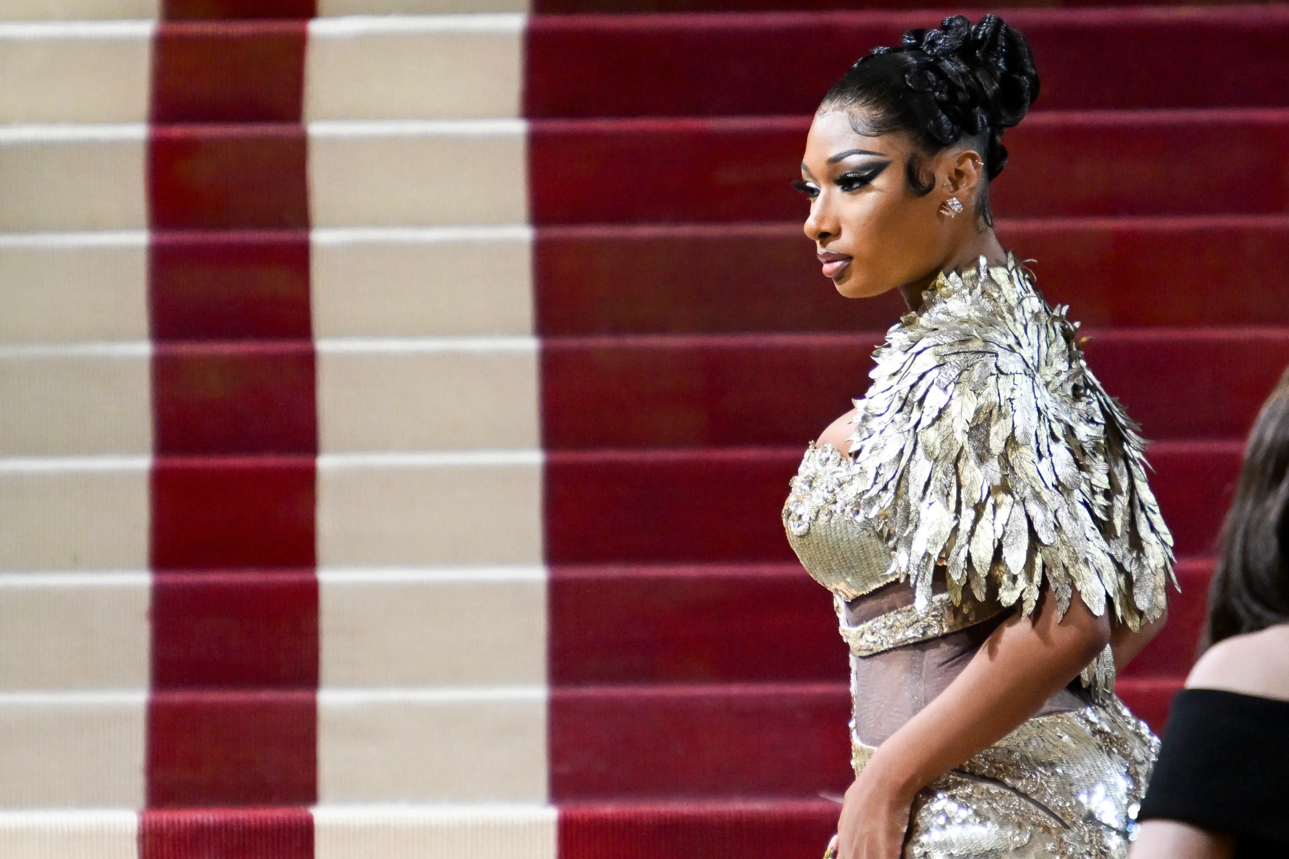NEW YORK, NEW YORK - MAY 02: Meghan Thee Stallion attends The 2022 Met Gala Celebrating "In America: An Anthology of Fashion" at The Metropolitan Museum of Art on May 02, 2022 in New York City.  (Photo by Alexi Rosenfeld/GC Images)