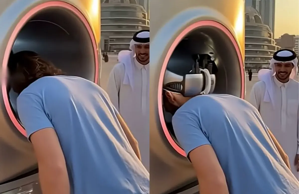 Dubai haircutting pod (Photo: YouTube/@NiRen逆刃ShuangShuang雙雙)