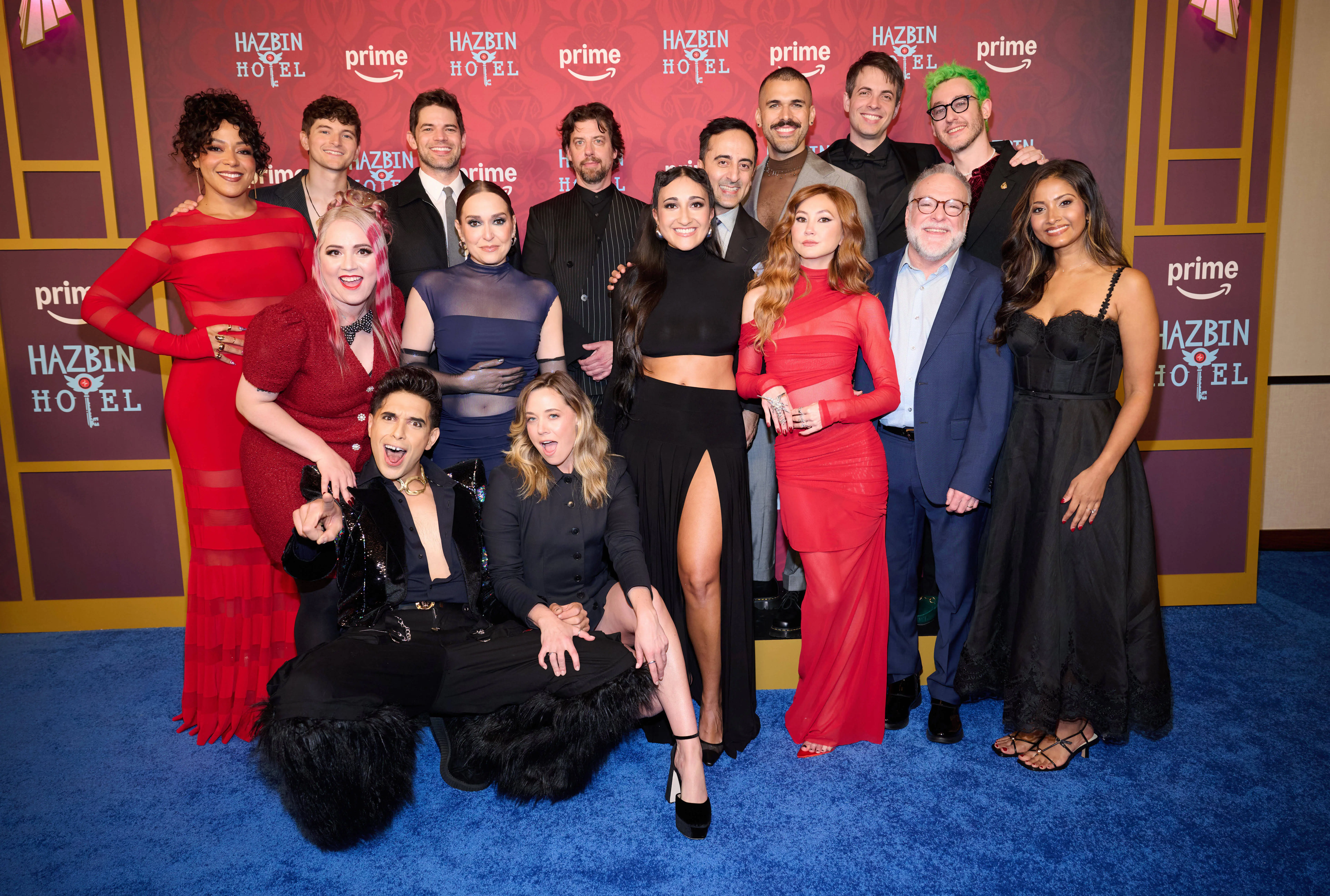 NEW YORK, NEW YORK - OCTOBER 20: Lilli Cooper, Blake Roman, Vivienne Medrano, Brandon Rogers, Jeremy Jordan, Jessica Vosk, Erika Henningsen,  Christian Borle, Krystina Alabado, Amir Talai, Joel Perez, Kimiko Glenn, Andrew Underberg,  Richard Horvitz, Sam Haft and Shoba Narayan attend "Hazbin Hotel: Live On Broadway" Musical Event on October 20, 2025 in New York City. (Photo by Valerie Terranova/Getty Images for Prime Video)