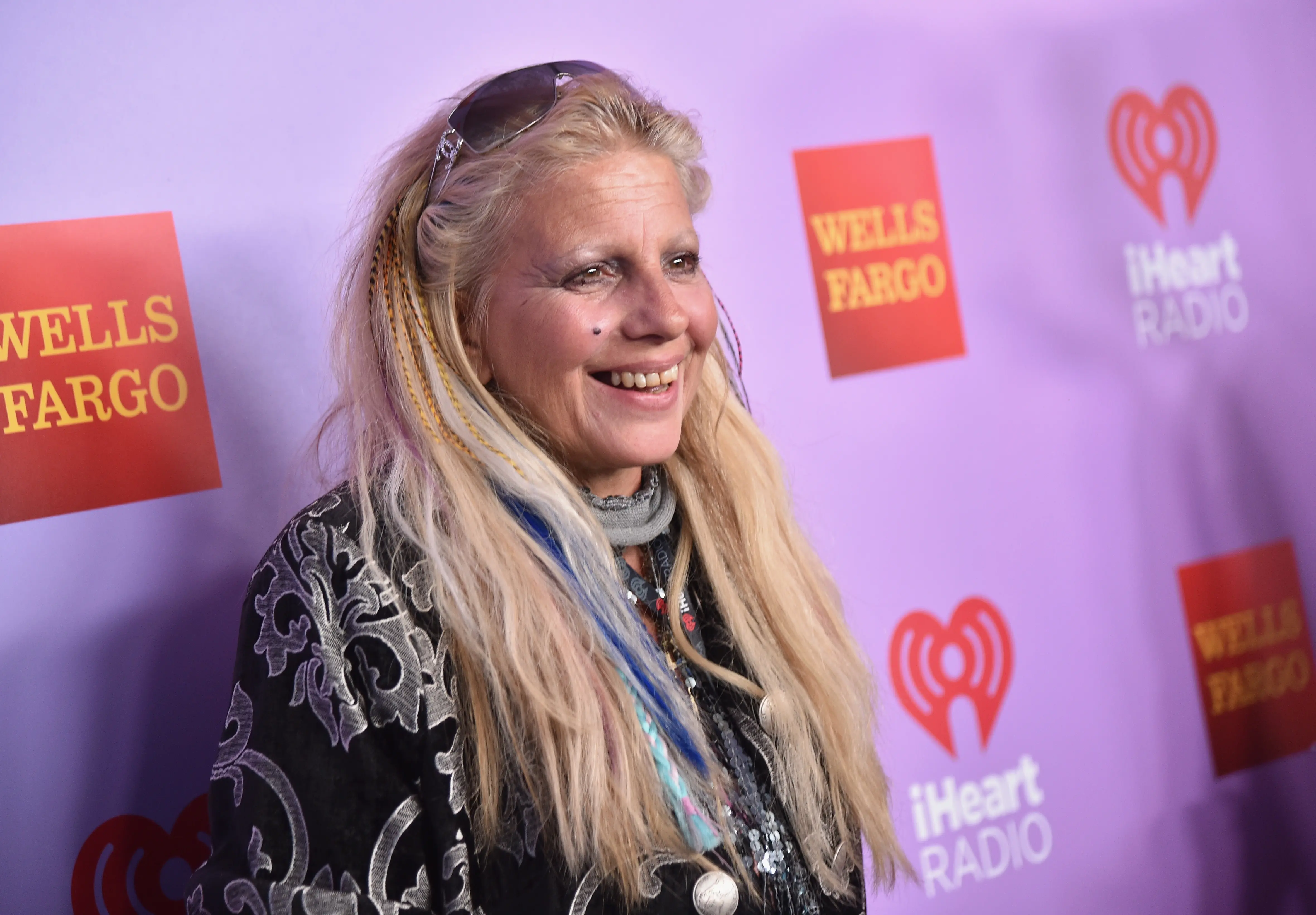 Singer Dale Bozzio of Missing Persons poses backstage during the first ever iHeart80s Party at The Forum on February 20, 2016 in Inglewood, California. (Photo by Mike Windle/Getty Images for iHeartMedia)
