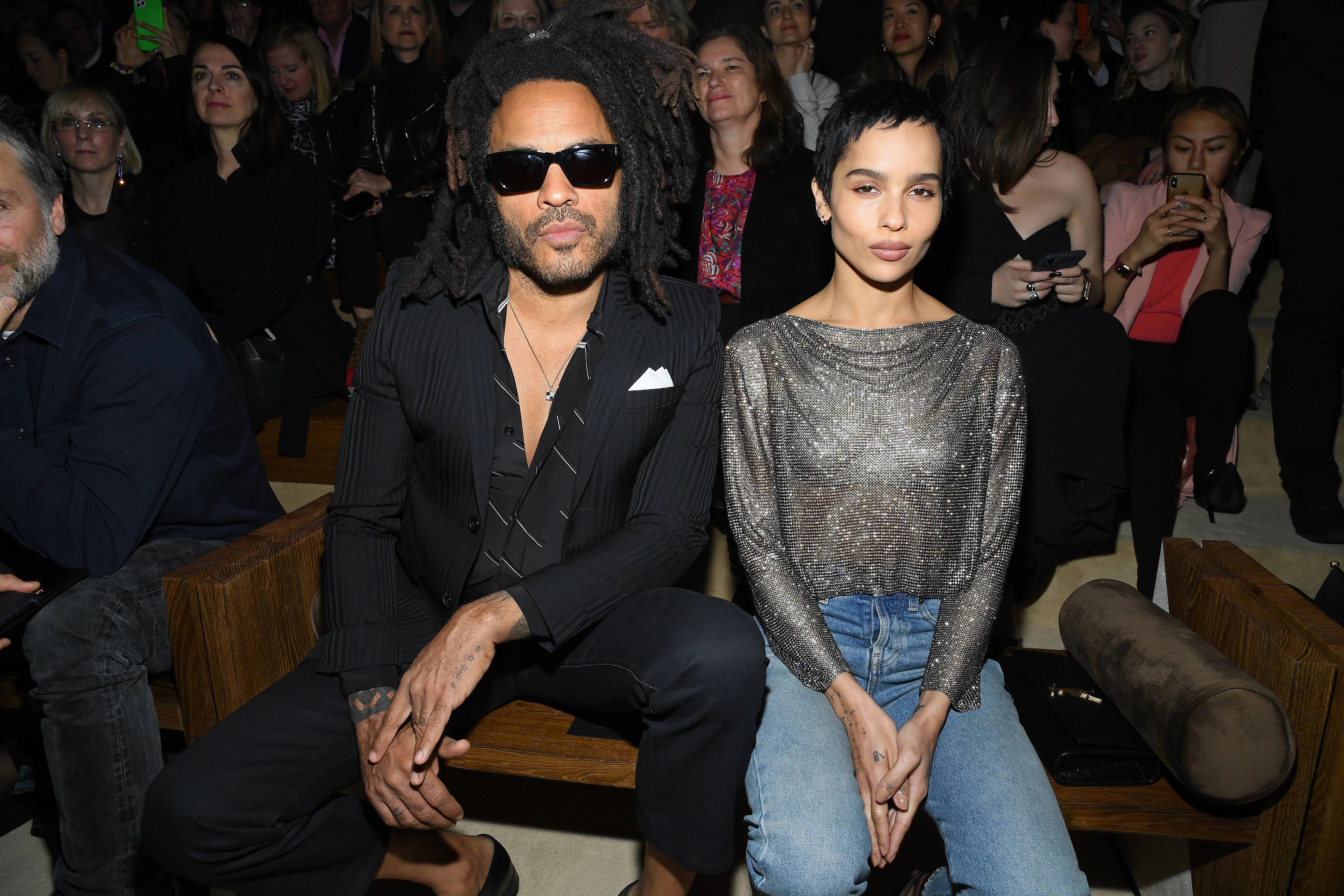 PARIS, FRANCE - FEBRUARY 25: (EDITORIAL USE ONLY) Lenny Kravitz and Zoe Kravitz attend the Saint Laurent show as part of the Paris Fashion Week Womenswear Fall/Winter 2020/2021 on February 25, 2020 in Paris, France. (Photo by Pascal Le Segretain/Getty Images)