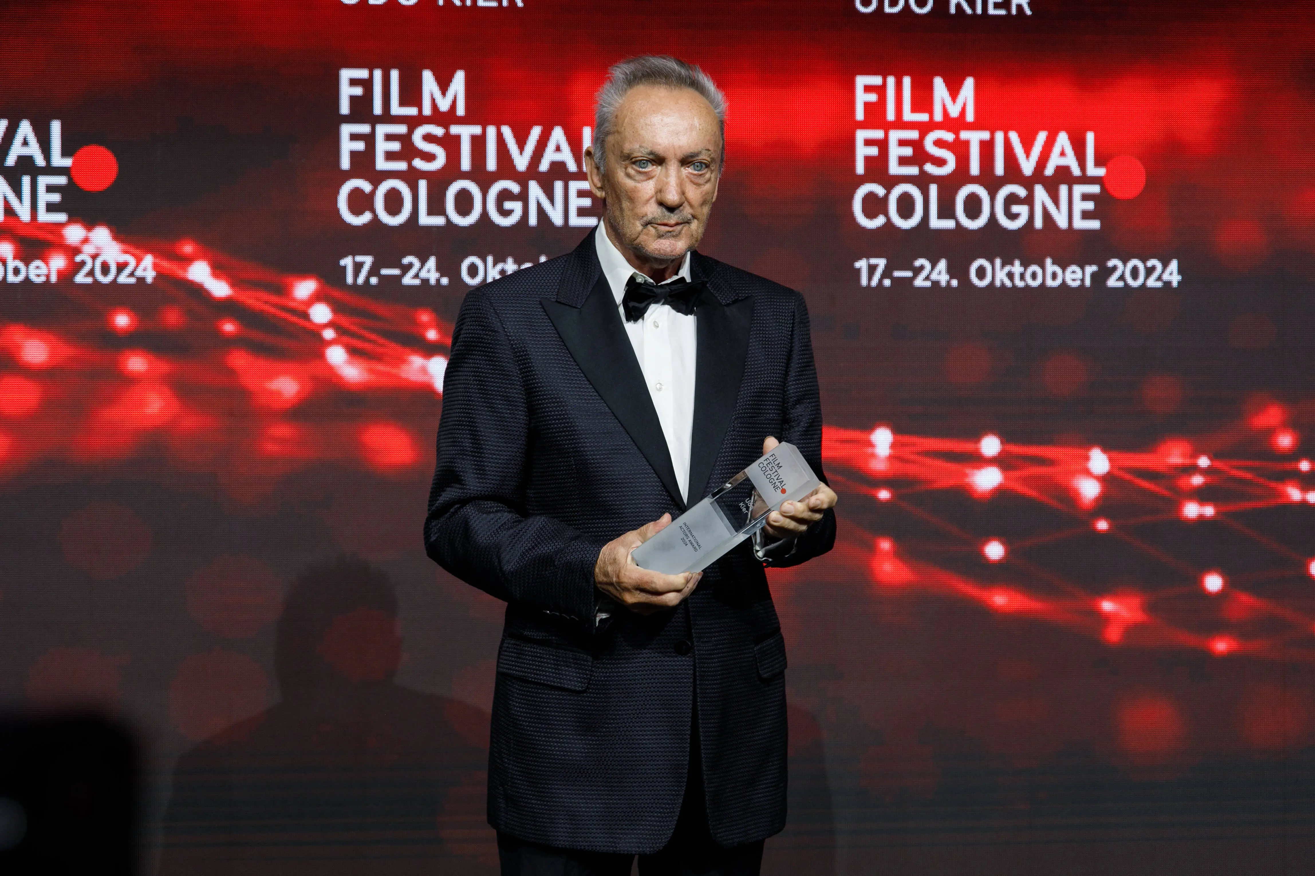 Udo Kier receives the  International Actors Award during the closing night of the 34th Cologne Film Festival at E-Werk Cologne on October 24, 2024 in Cologne, Germany. (Photo by Justin Sammer/Getty Images)