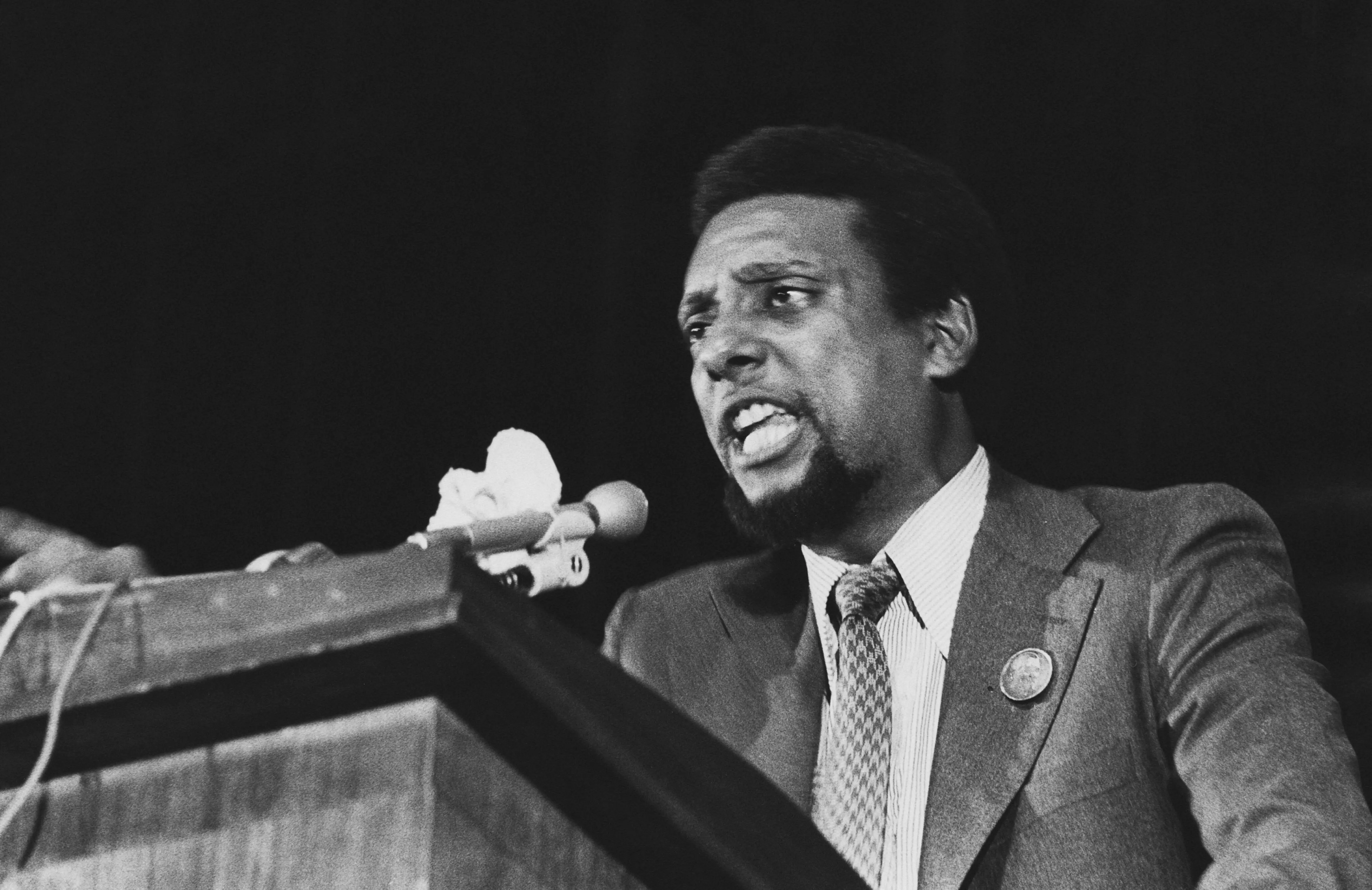 Trinidad-born American black activist Stokely Carmichael (1941 - 1998, later Kwame Ture) giving a speech, circa 1974. (Photo by Archive Photos/Getty Images)