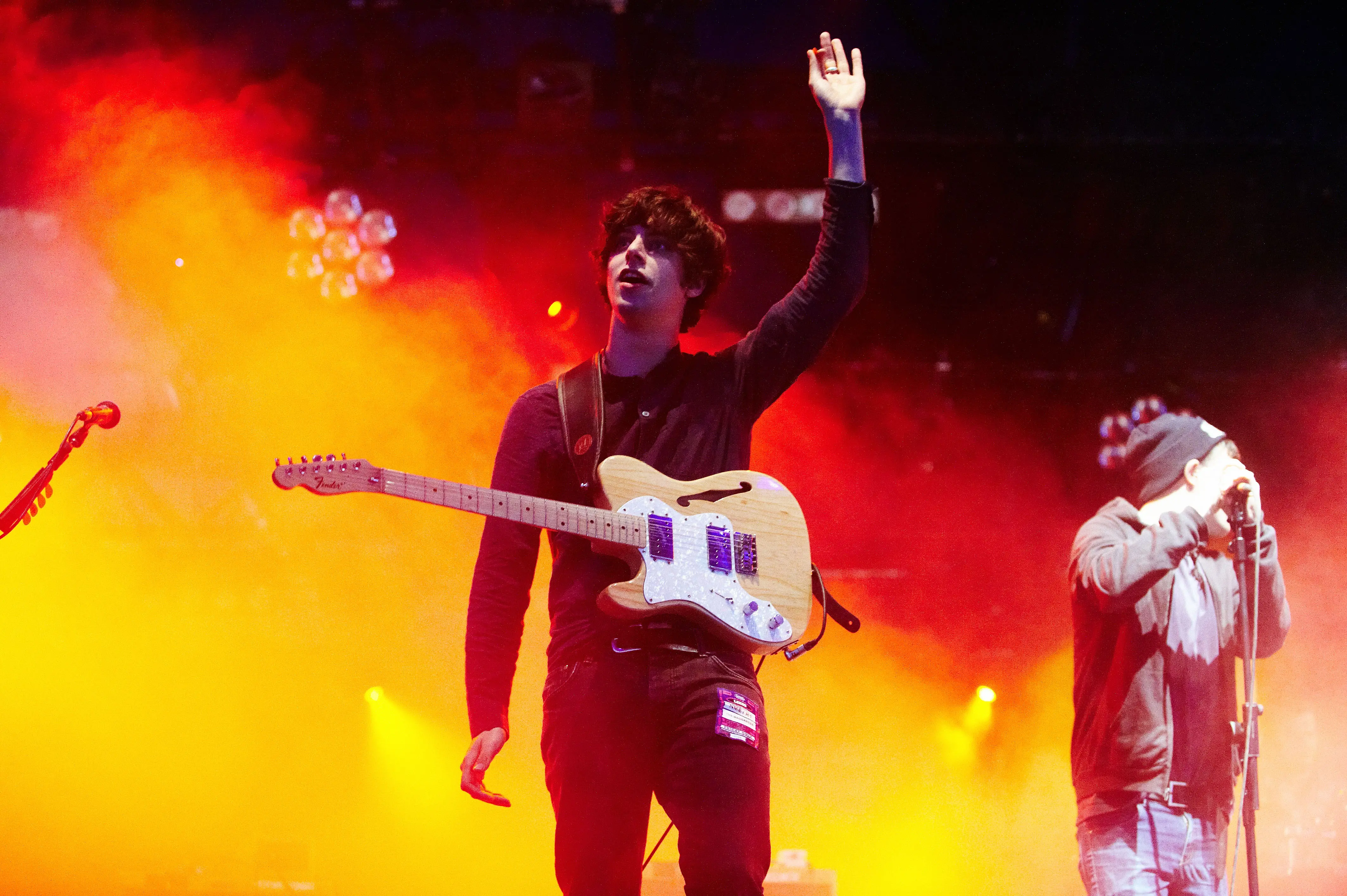 LEEDS, UNITED KINGDOM - AUGUST 28:  Felix White of The Maccabees performs on stage on the first day of Leeds Festival at Bramham Park on August 28, 2009 in Leeds, England. (Photo by Gary Wolstenholme/Redferns)