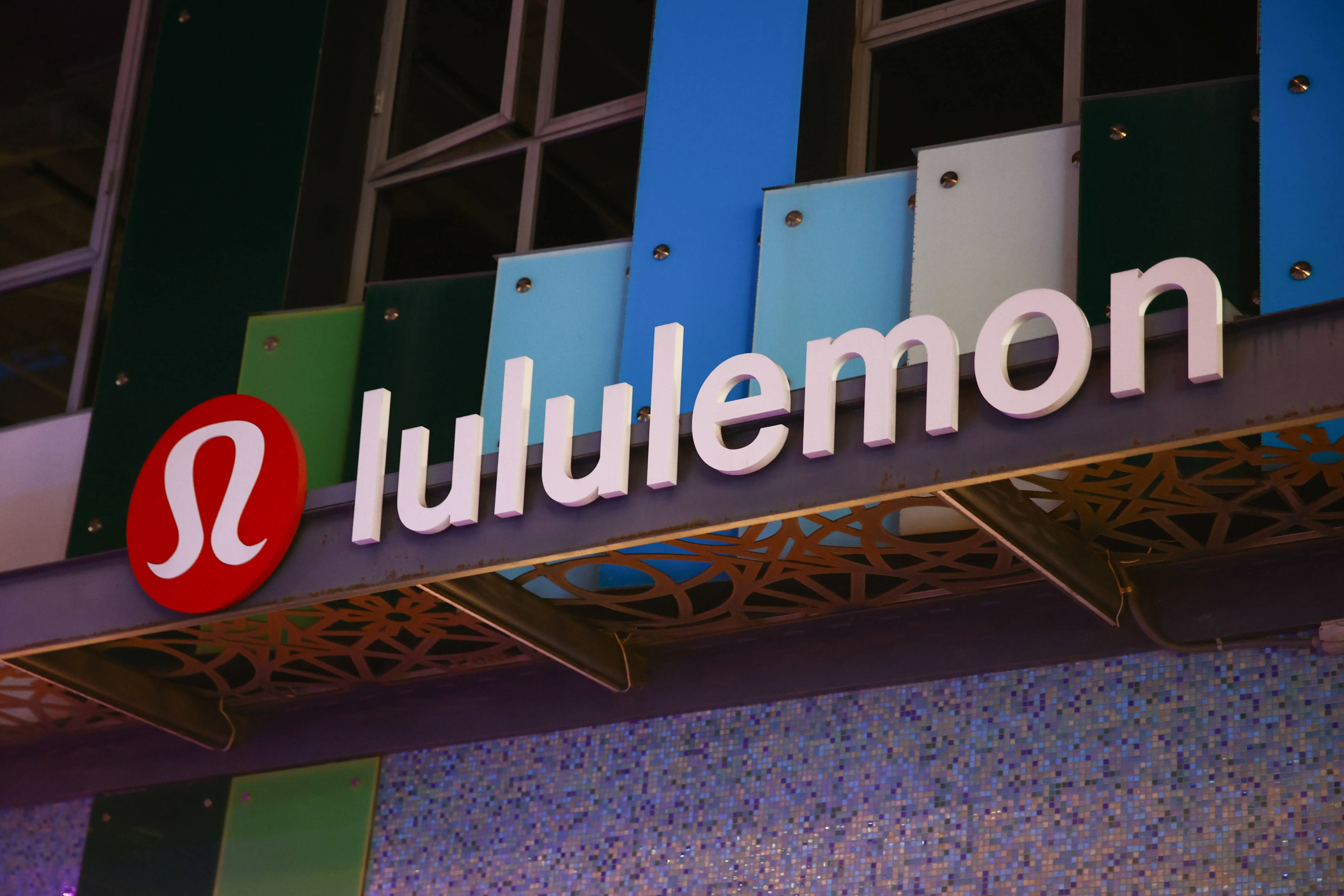Lululemon logo is seen on the building in Santa Monica, United States on November 12, 2023. (Photo by Jakub Porzycki/NurPhoto via Getty Images)