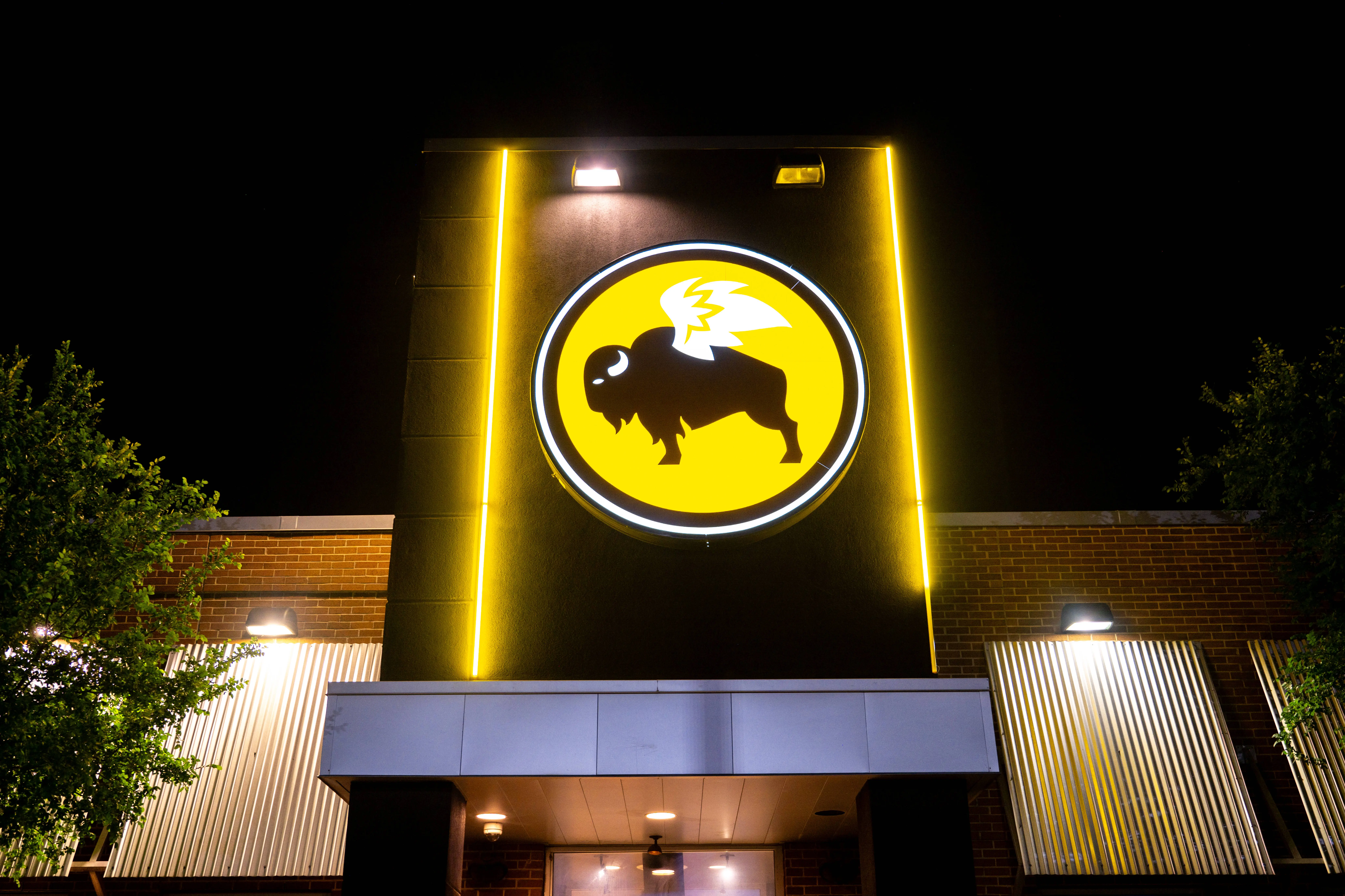 The exterior of a Buffalo Wild Wings casual dining restaurant is seen on April 18, 2024 in Austin, Texas. (Photo by Brandon Bell/Getty Images)