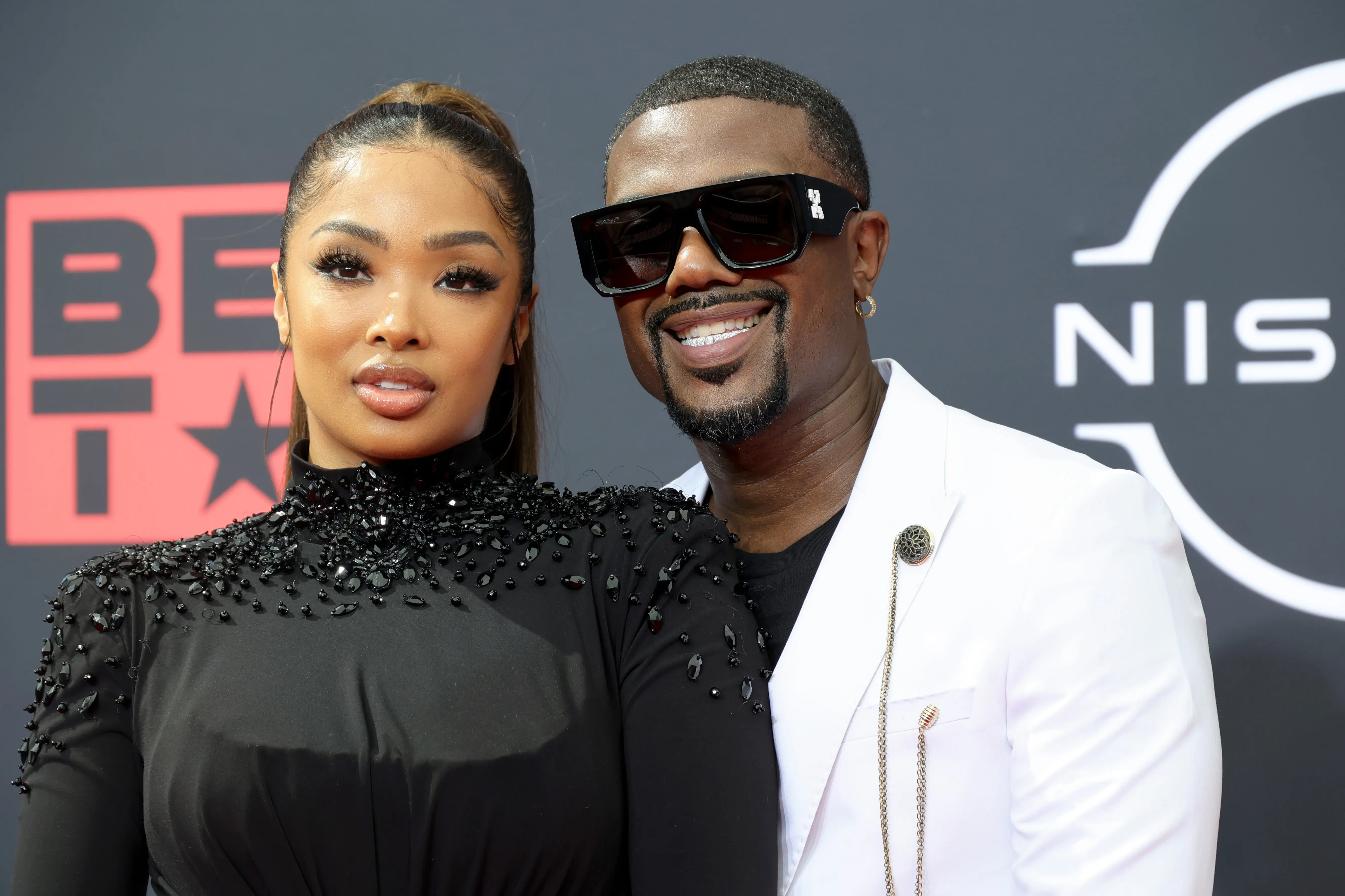 Princess Love and Ray J attend the 2022 BET Awards at Microsoft Theater on June 26, 2022 in Los Angeles, California. (Photo by Momodu Mansaray/WireImage)