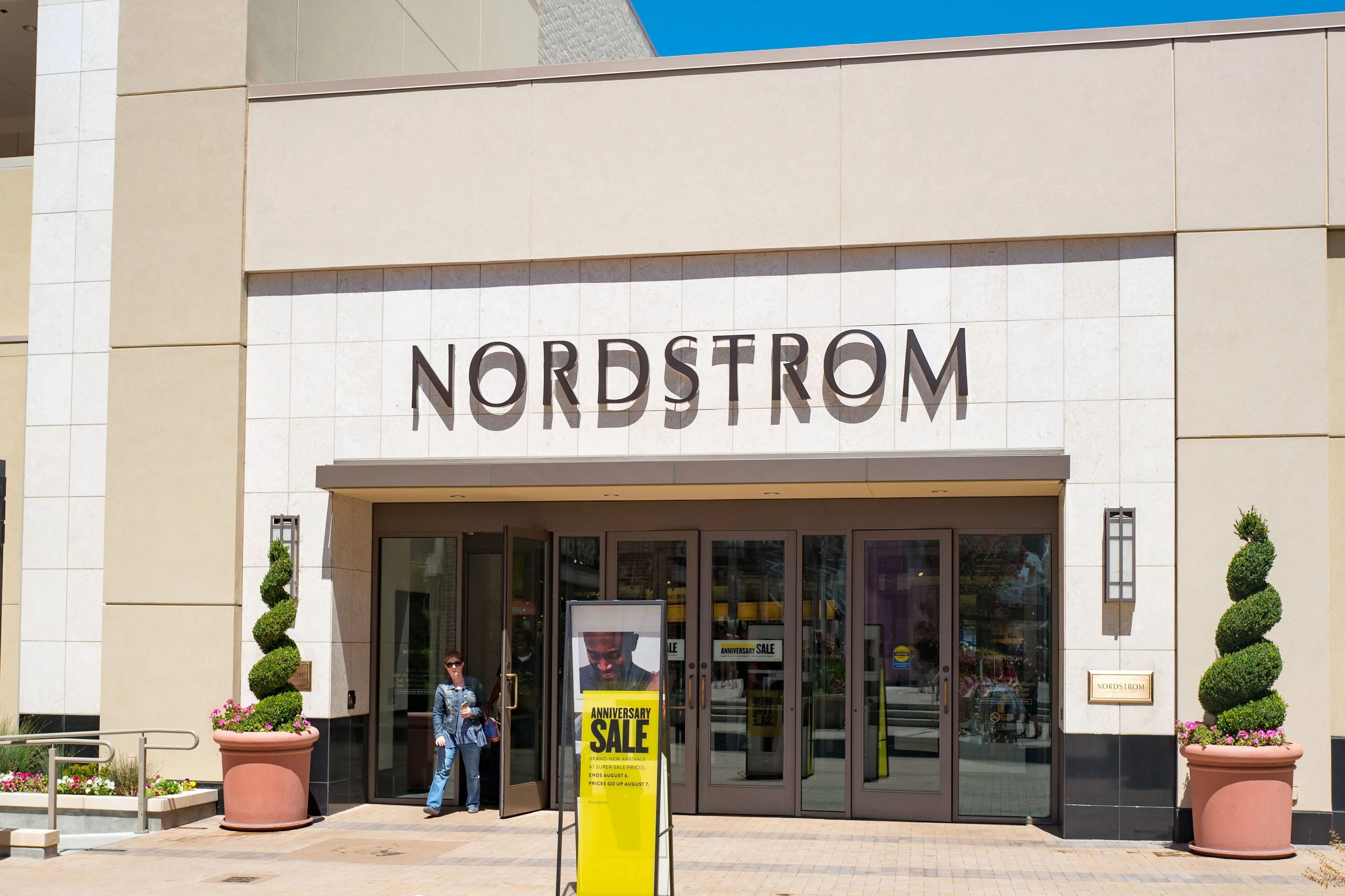 Nordstrom department store, with logo and signage, in the upscale Broadway Plaza shopping center in downtown Walnut Creek, California, July 30, 2017. (Photo by Smith Collection/Gado/Getty Images)