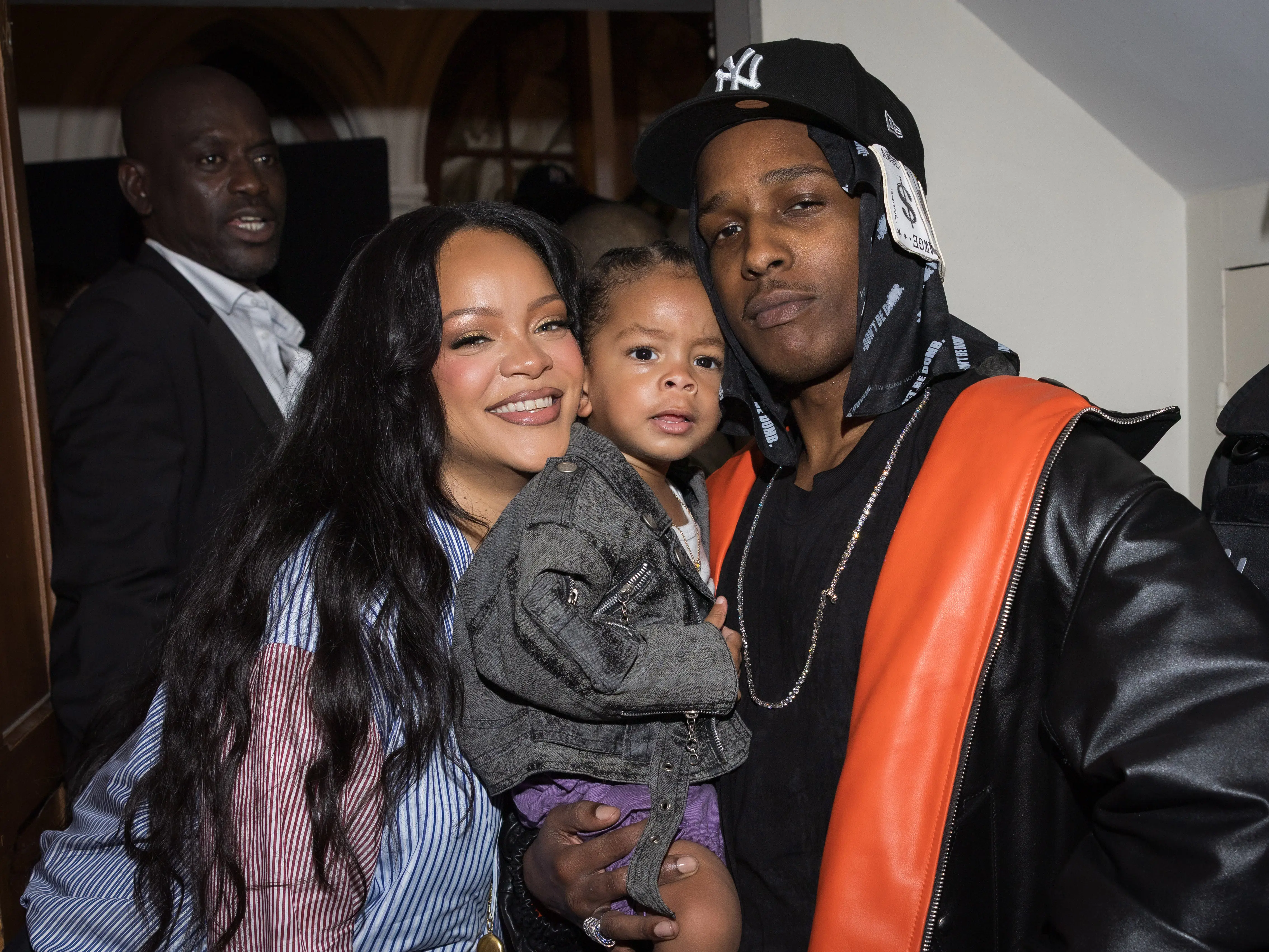 PARIS, FRANCE - JUNE 27: (EDITORIAL USE ONLY - For Non-Editorial use please seek approval from Fashion House) Rihanna, Riot and ASAP Rocky attend the AWGE Menswear Spring/Summer 2026 show as part of Paris Fashion Week on June 27, 2025 in Paris, France. (Photo by Arnold Jerocki/Getty Images)