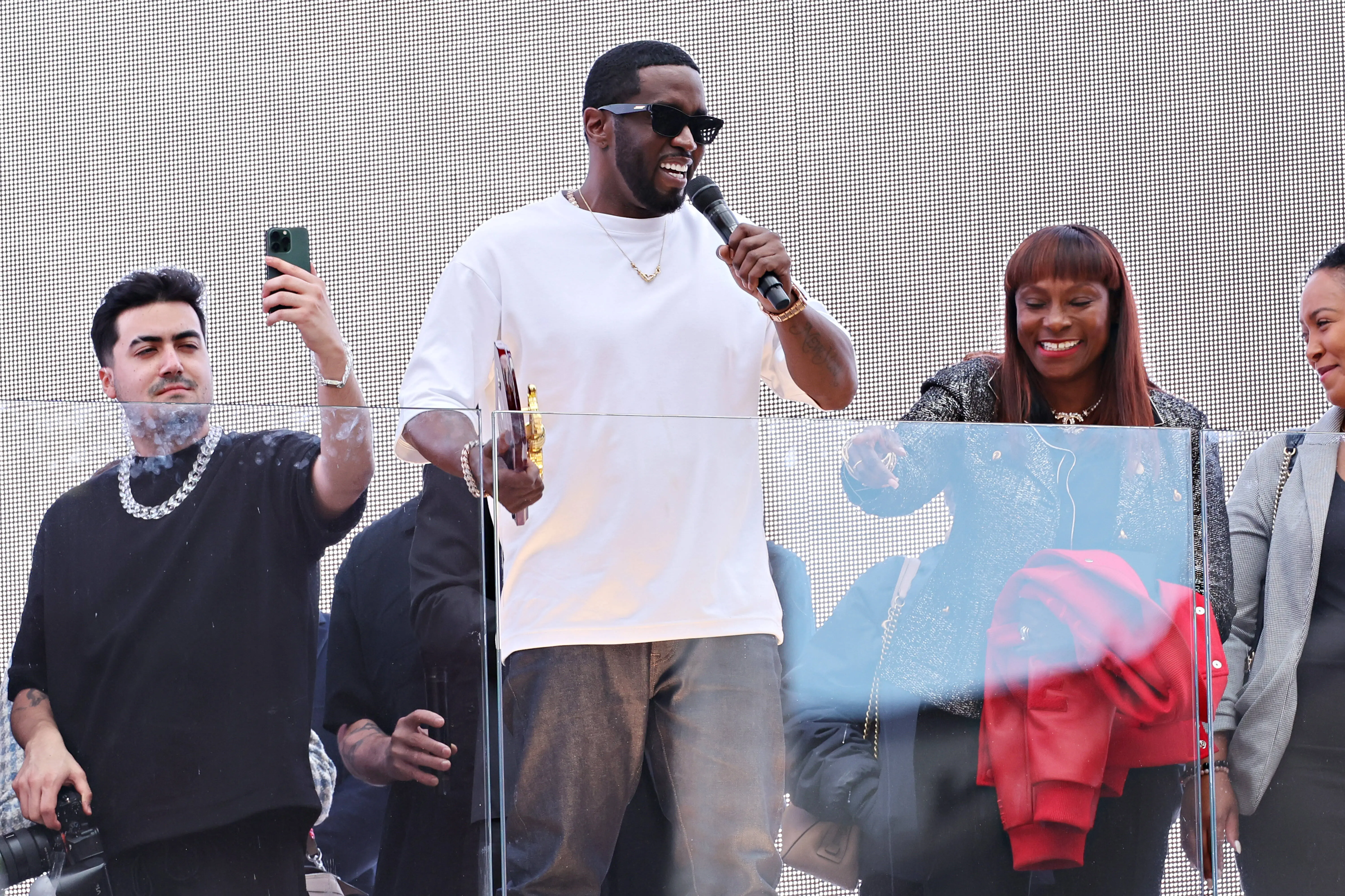NEW YORK, NEW YORK - SEPTEMBER 15:  Sean "Diddy" Combs speaks to the crowd after being presented with the key to the city by New York Mayor Eric Adams in Times Square on September 15, 2023 in New York City. (Photo by Cindy Ord/Getty Images)