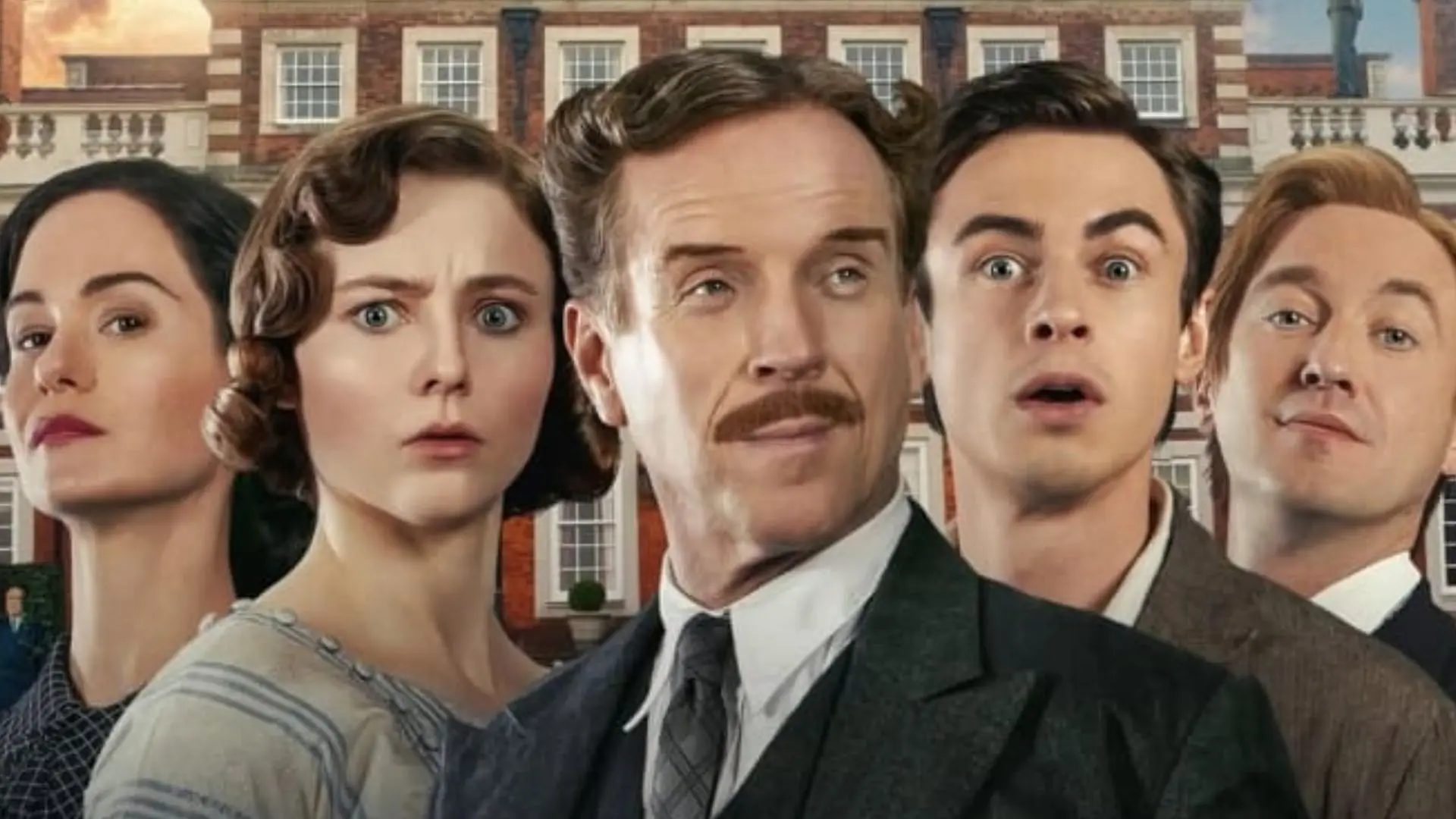 A scvene from Fackham Hall	(Image via X/@damianlewisreallyofficial)