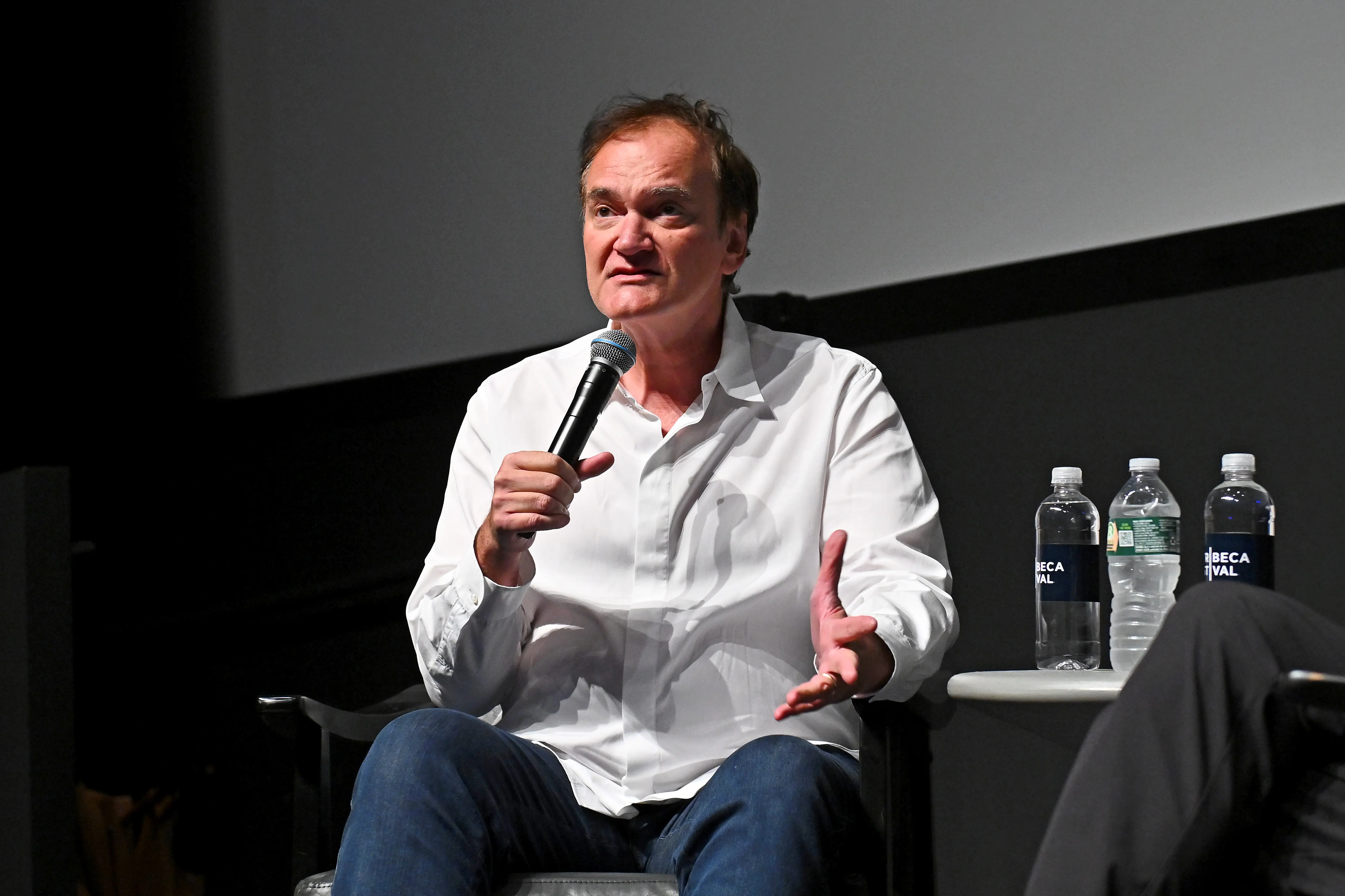 NEW YORK, NEW YORK - JUNE 14: Quentin Tarantino speaks onstage at the "Jackie Brown" screening during the 2024 Tribeca Festival at SVA Theater on June 14, 2024 in New York City. (Photo by Roy Rochlin/Getty Images for Tribeca Festival)