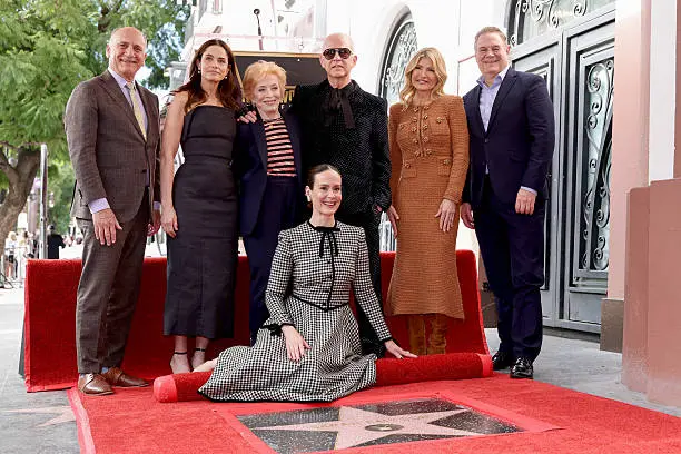 Steven Nissen, Amanda Peet, Holland Taylor, Sarah Paulson, Ryan Murphy, Dayna Devon, and Jerry Neuman attend the Hollywood Walk of Fame Star Ceremony (Image via Getty)